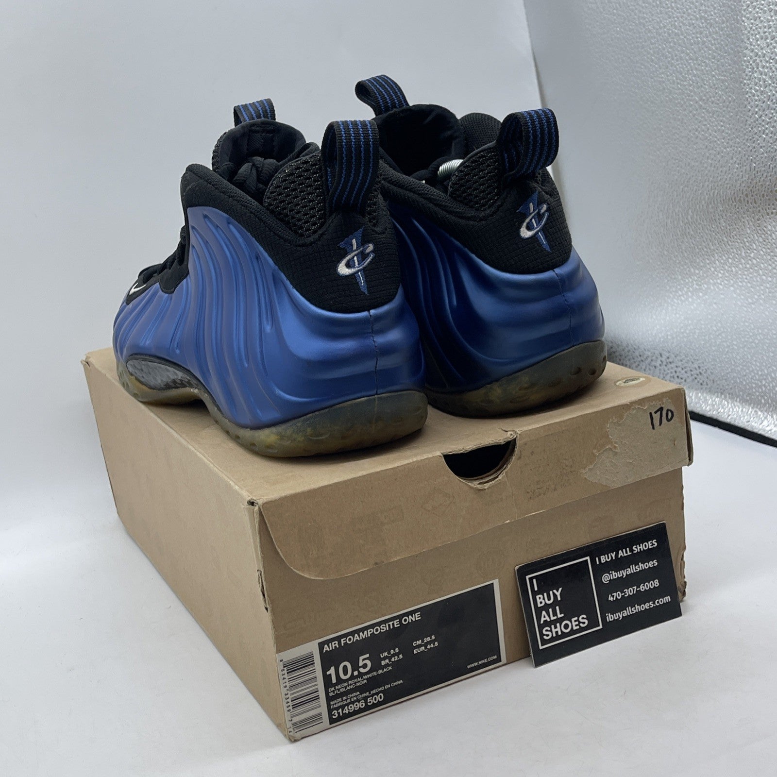 Size 10.5 - Nike Air Foamposite One 2011 Royal Blue Black Suede (314996-500)