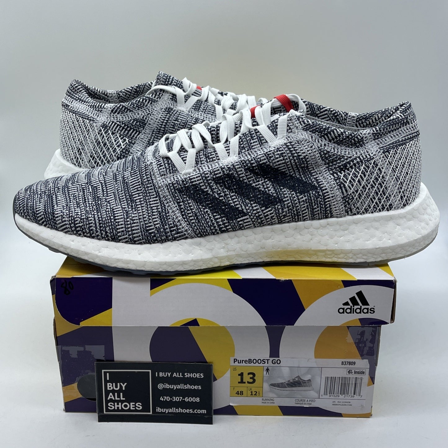 Size 13 - adidas PureBoost Go White Indigo Blue White Suede (B37809)