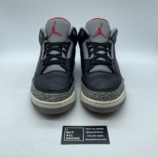 Size 12 - Jordan 3 Retro OG Mid Black Cement Grey Leather Suede (854262-001)