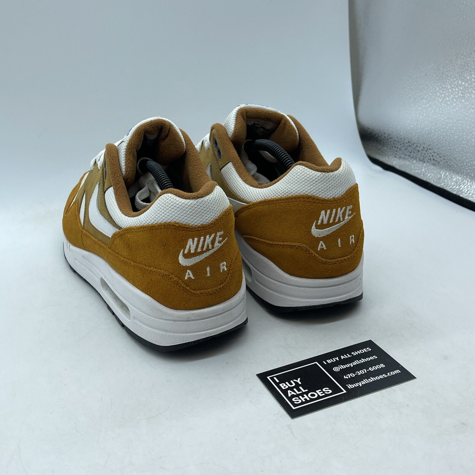 Size 12 - Nike Air Max 1 Premium Retro Curry Brown White Suede (908366-700)