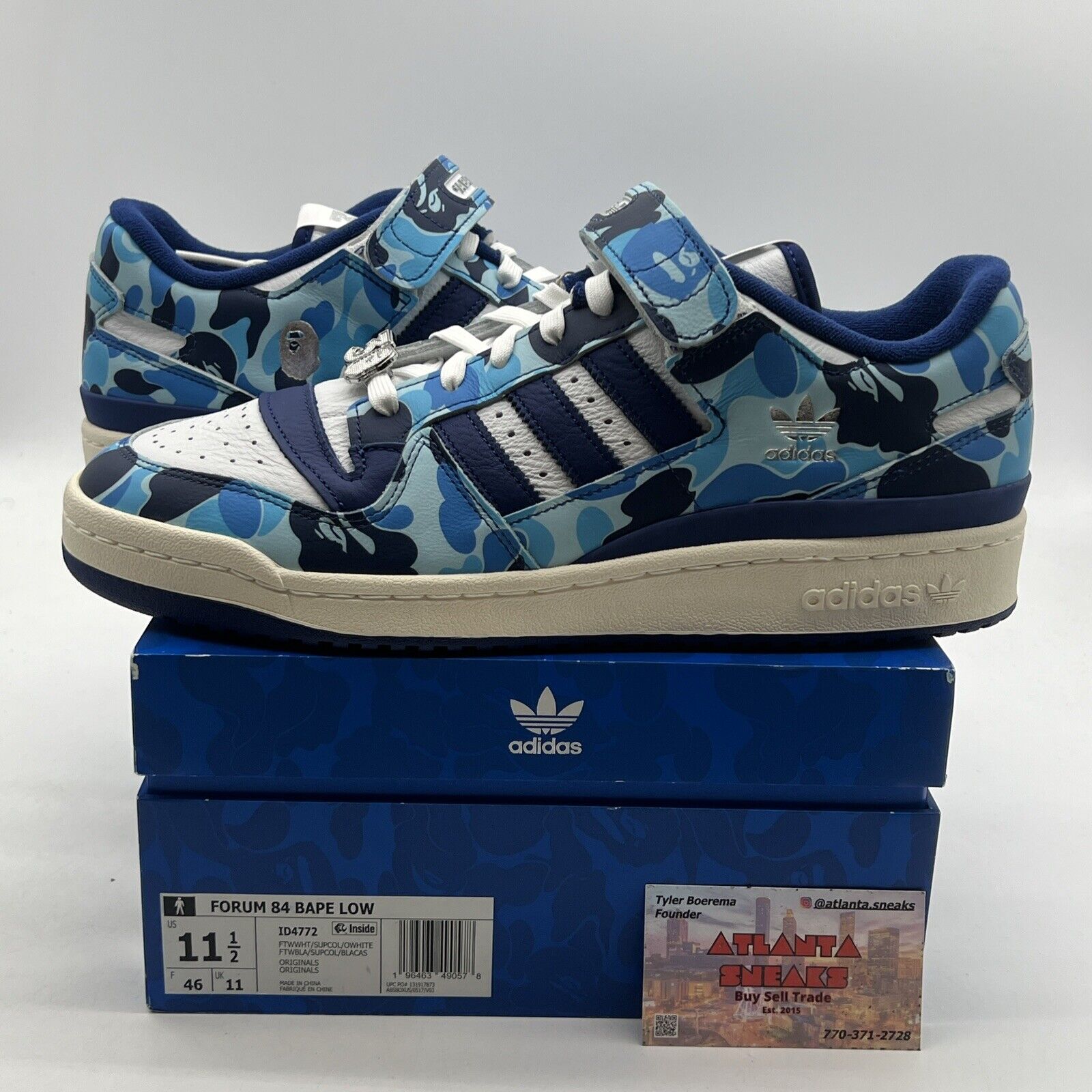 Size 11.5 -  Adidas Forum 84 Low 'Bape 30th Anniversary Blue Camo' (ID4772)