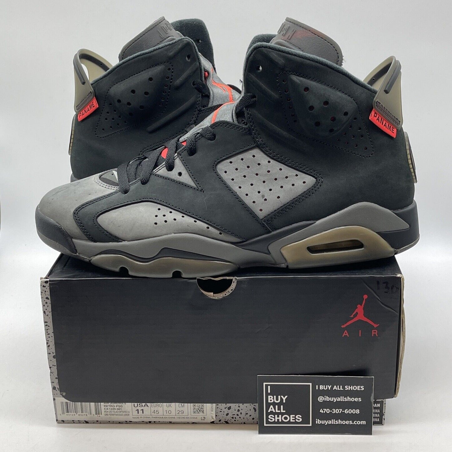 Size 11 - Paris Saint-Germain x Air Jordan 6 Retro Iron Grey Black (CK1229-001)