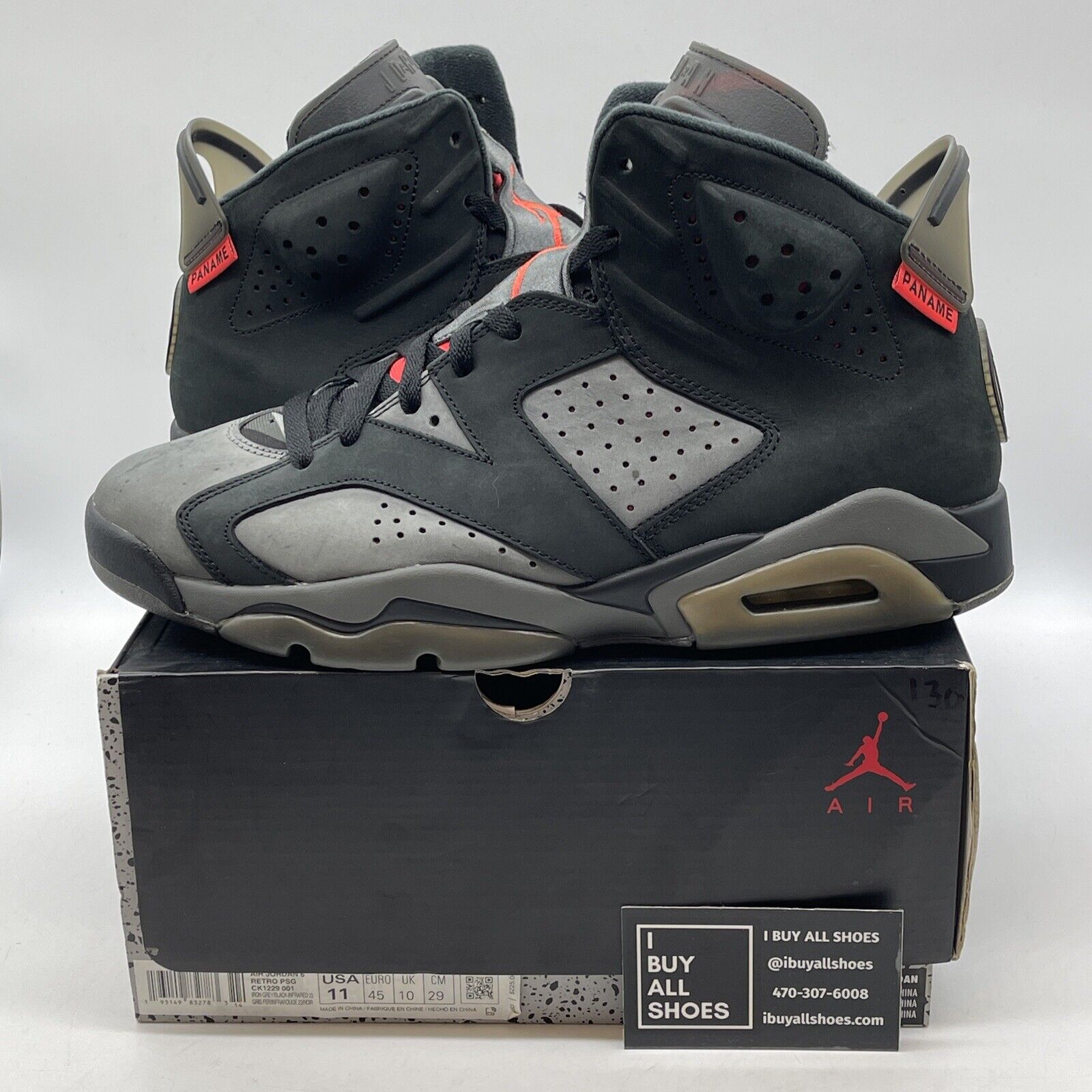 Size 11 - Paris Saint-Germain x Air Jordan 6 Retro Iron Grey Black (CK1229-001)
