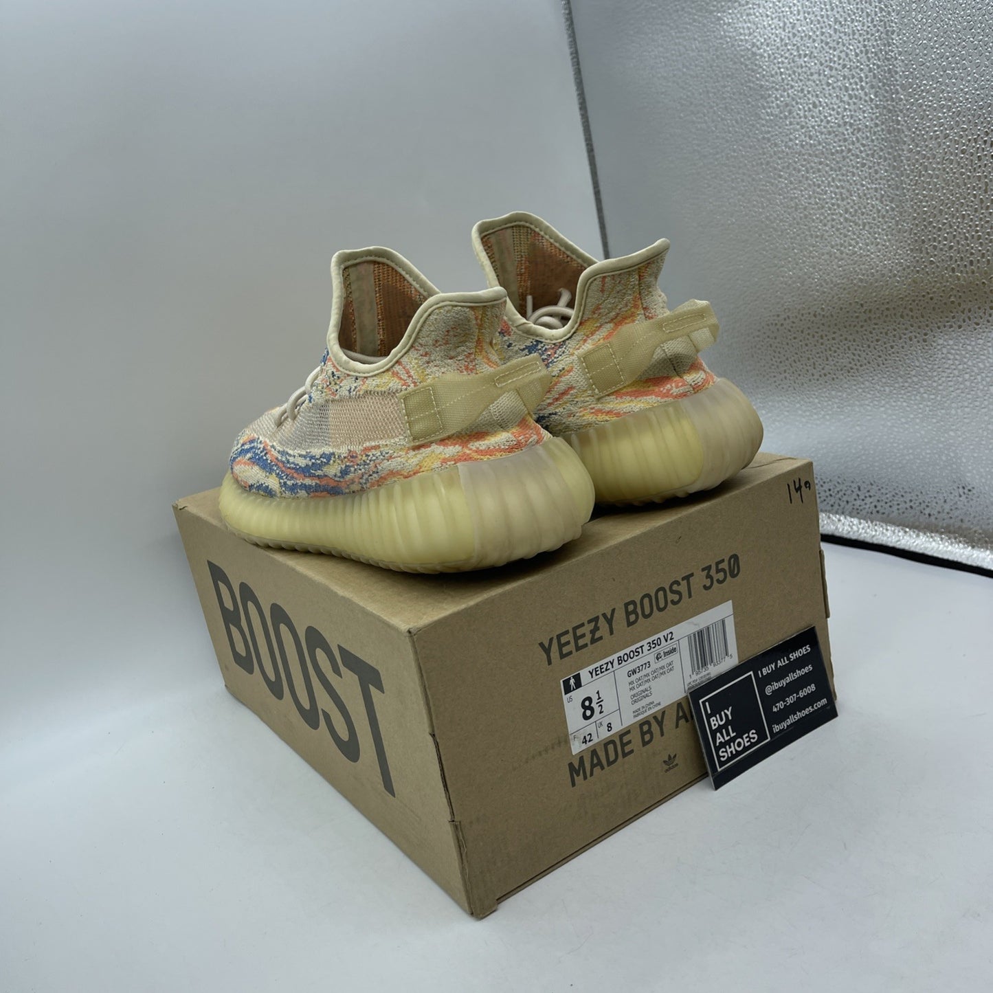 Size 8.5 - adidas Yeezy Boost 350 V2 Low MX Oat Blue Orange Suede (GW3773)