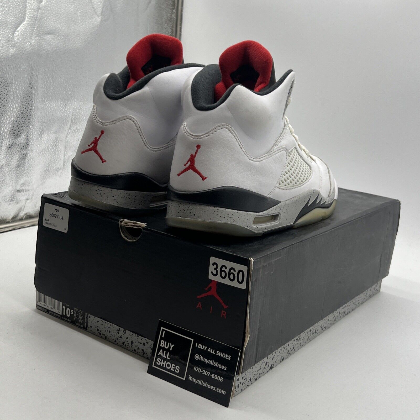 Size 10.5 - Air Jordan 5 Retro White Cement (136027-104)