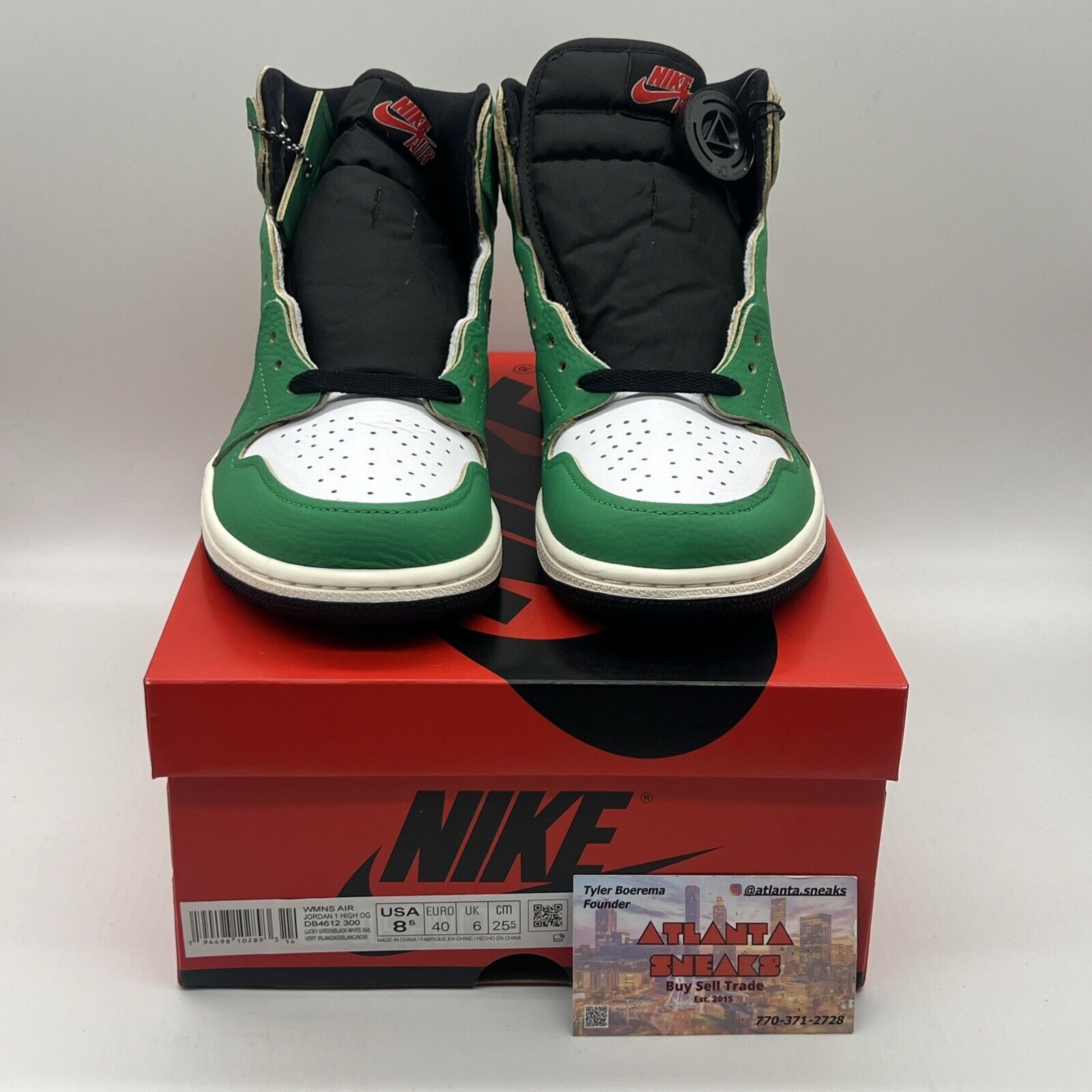 Size 8.5 - Air Jordan 1 Retro OG Lucky Green W Brand New Og All Black White DS