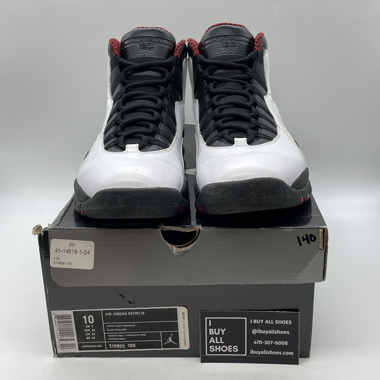 Size 10 - Air Jordan 10 Retro 2012 Chicago White Black Red Leather (310805-100)