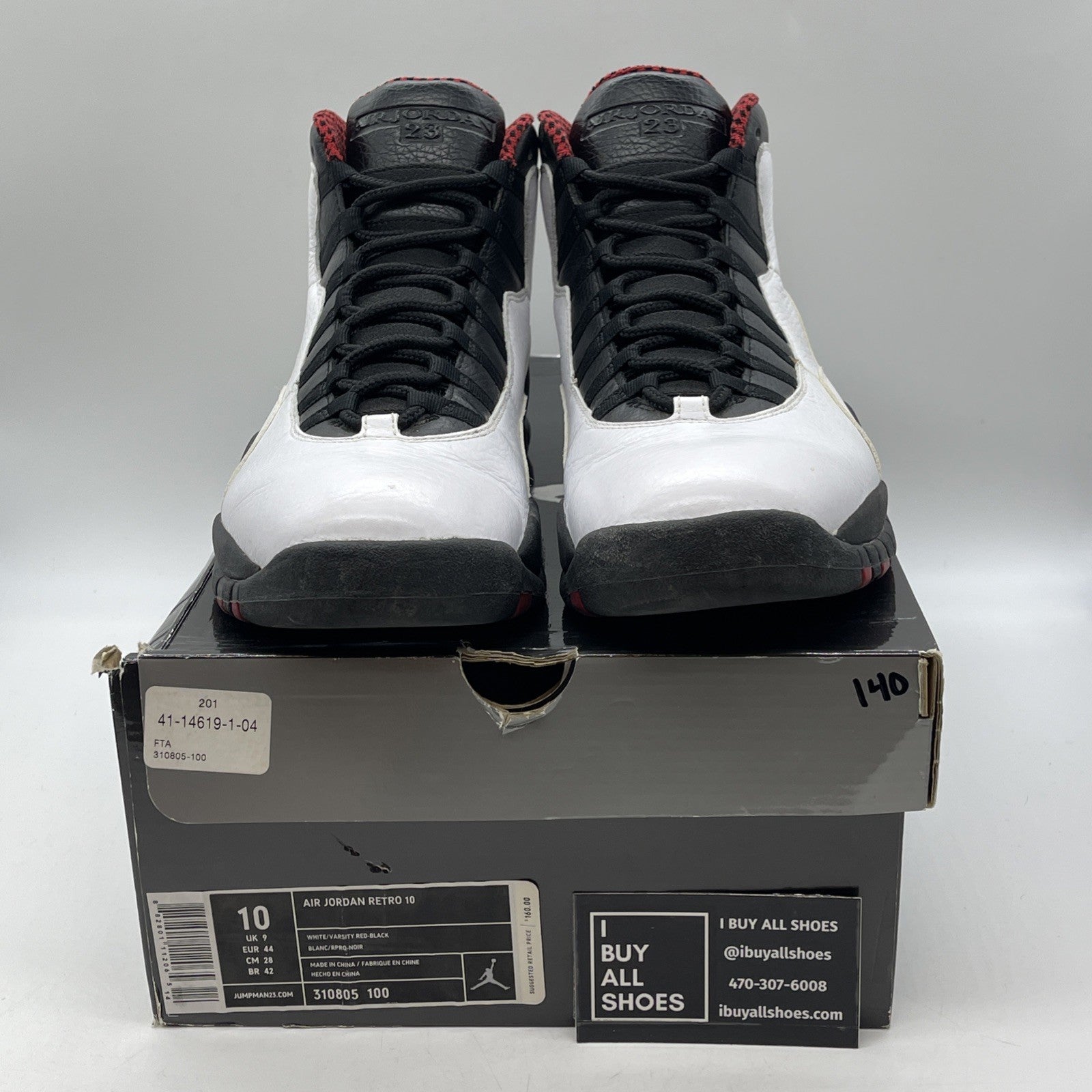 Size 10 - Air Jordan 10 Retro 2012 Chicago White Black Red Leather (310805-100)