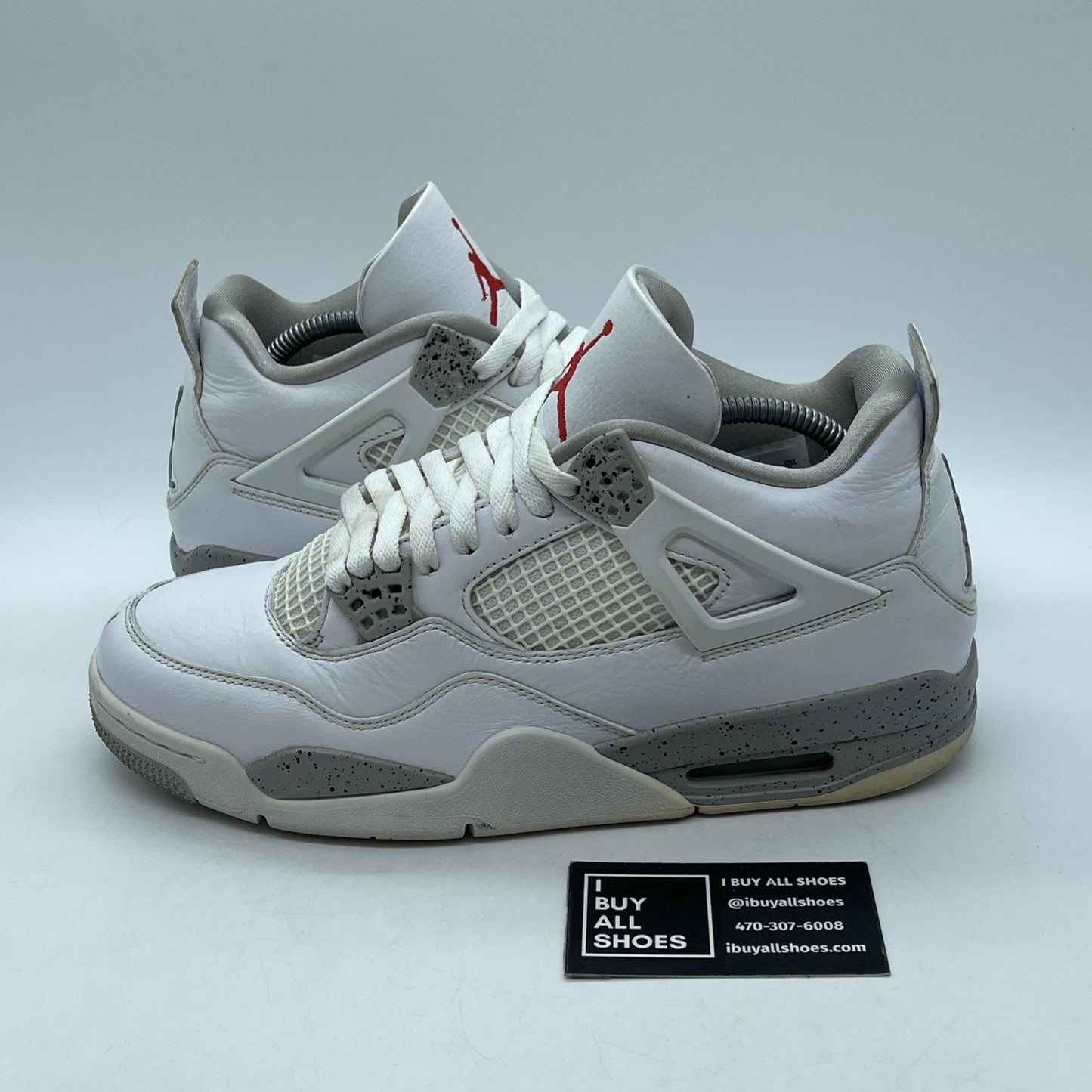 Size 9.5 - Jordan 4 Retro Mid White Oreo Red Grey Leather (CT8527-100)