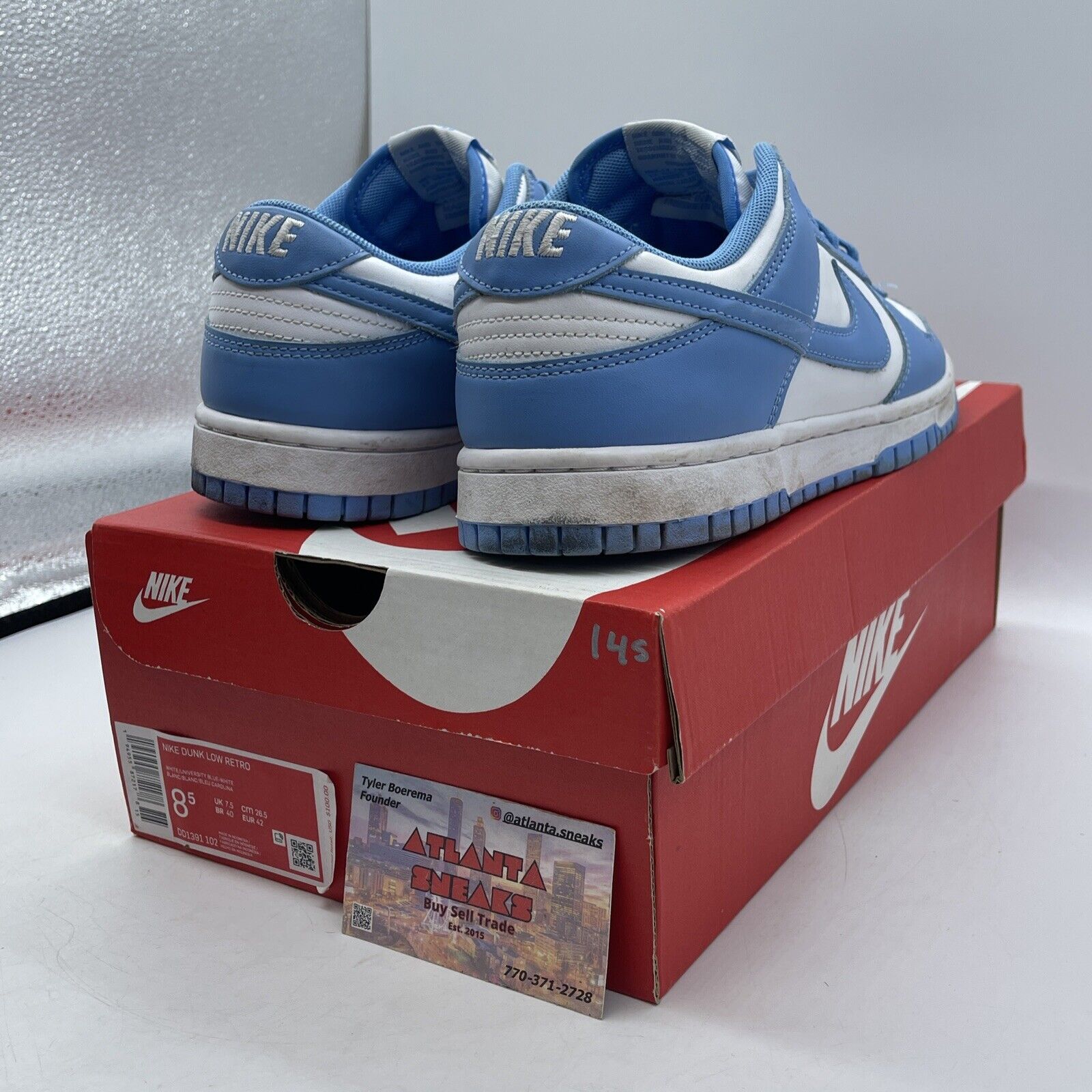 Size 8.5 - Nike Dunk Low University Blue White Leather (DD1391-102)