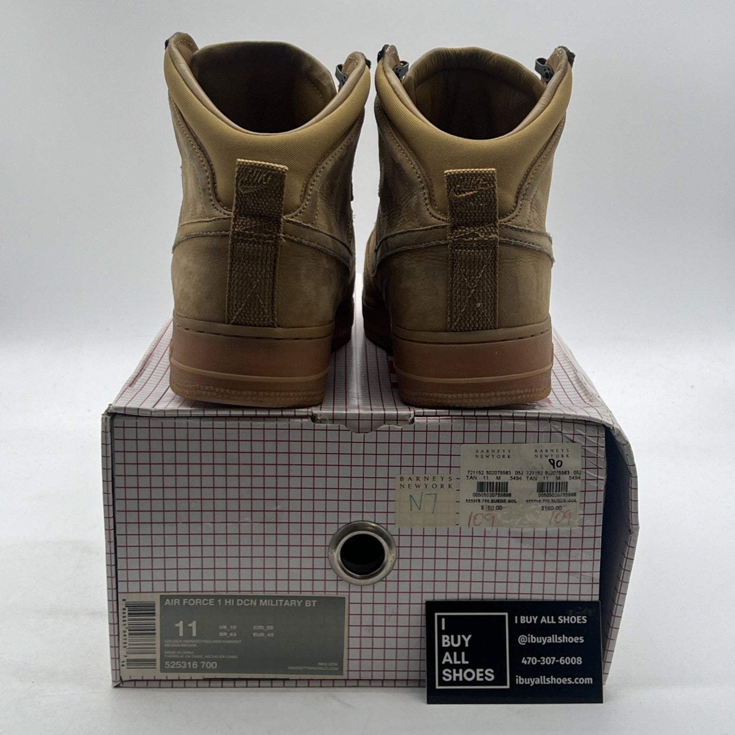 Size 11 - Nike Air Force 1 Dcn Military Bt High Brown (525316-700)