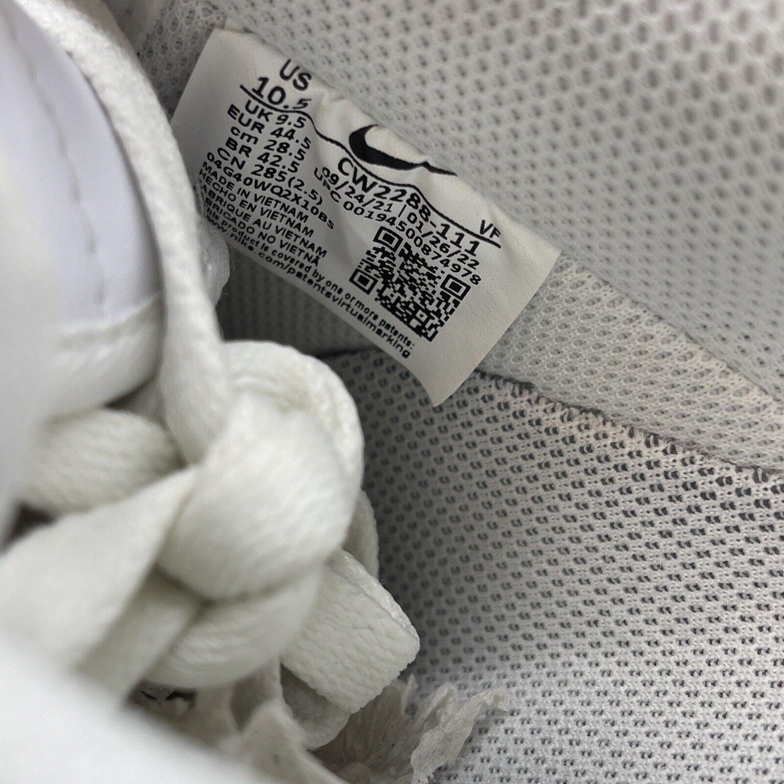Size 10.5 - Nike Air Force 1 '07 Low Triple White Leather (CW2288-111)