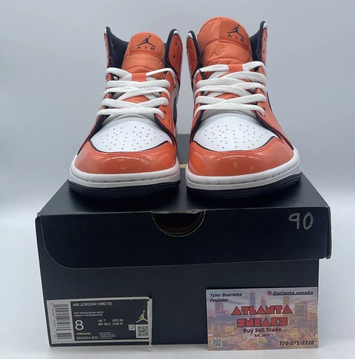 Size 8 - Air Jordan 1 SE Mid Turf Orange White Black Leather (DD6834-802)