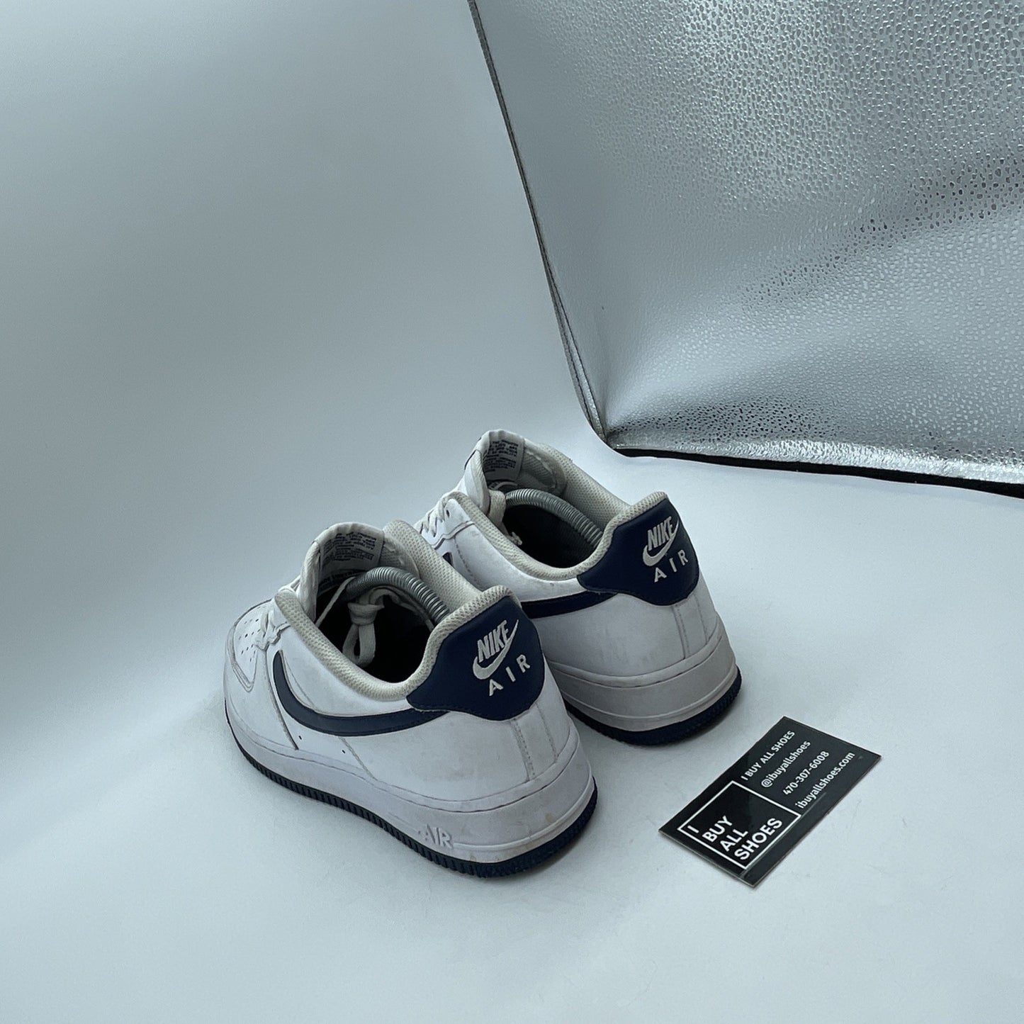Size 10 - Nike Air Force 1 '07 White Midnight Navy White Leather (FJ4146-104)