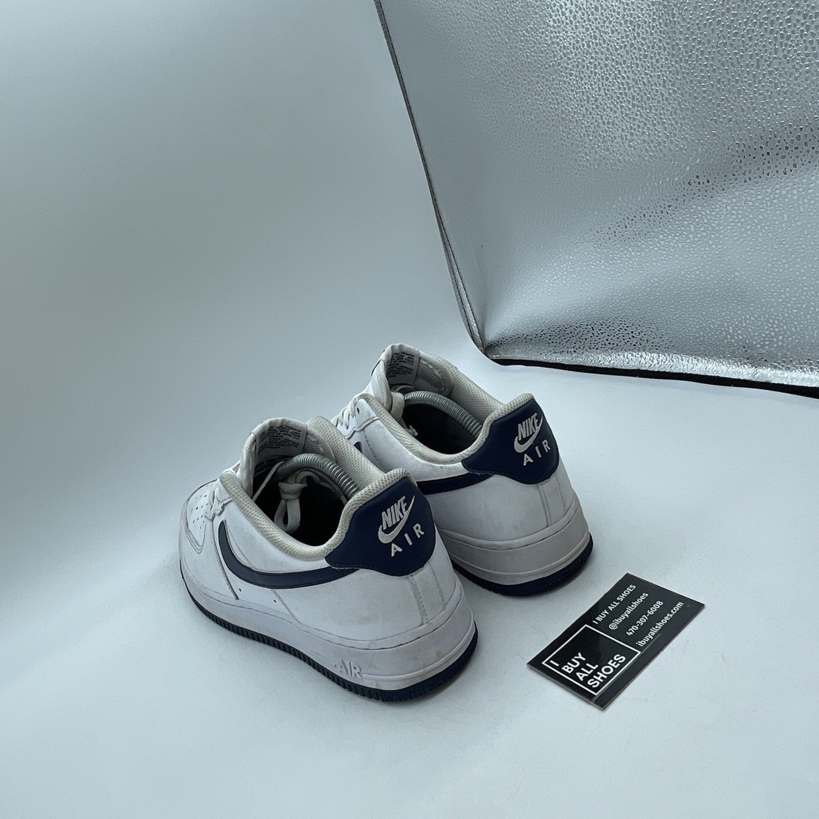 Size 10 - Nike Air Force 1 '07 White Midnight Navy White Leather (FJ4146-104)