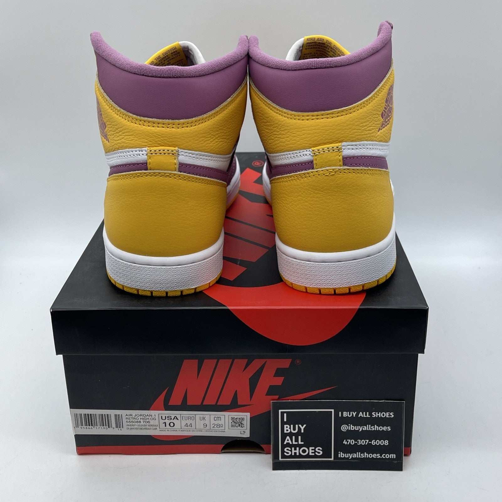Size 10 - Jordan 1 Retro High OG Brotherhood 2022 Yellow Leather (555088-706)