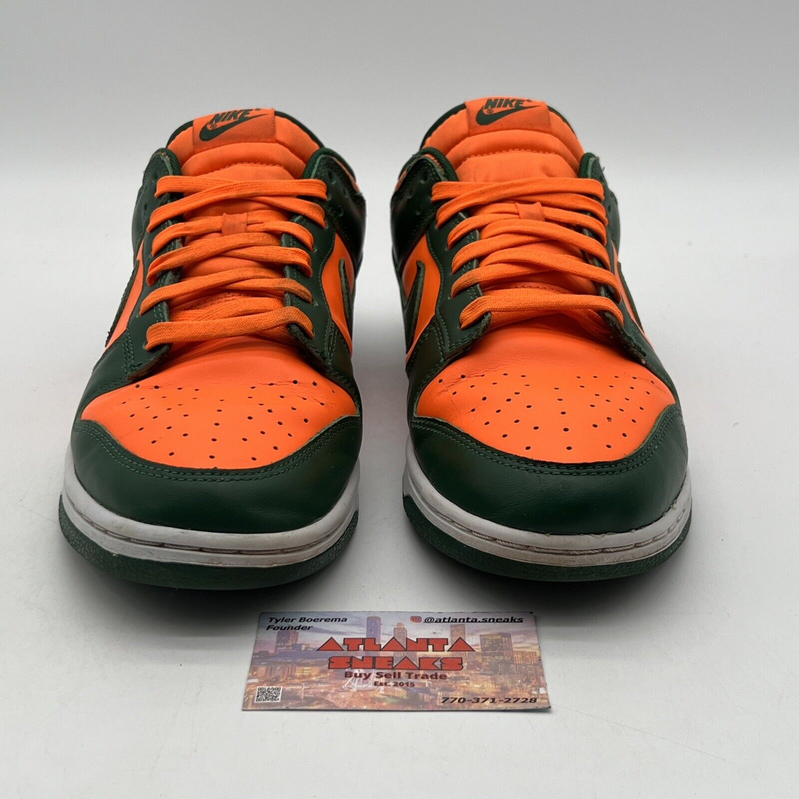 Size 12.5 - Nike Dunk Low Miami Hurricanes White Leather (DD1391-300)