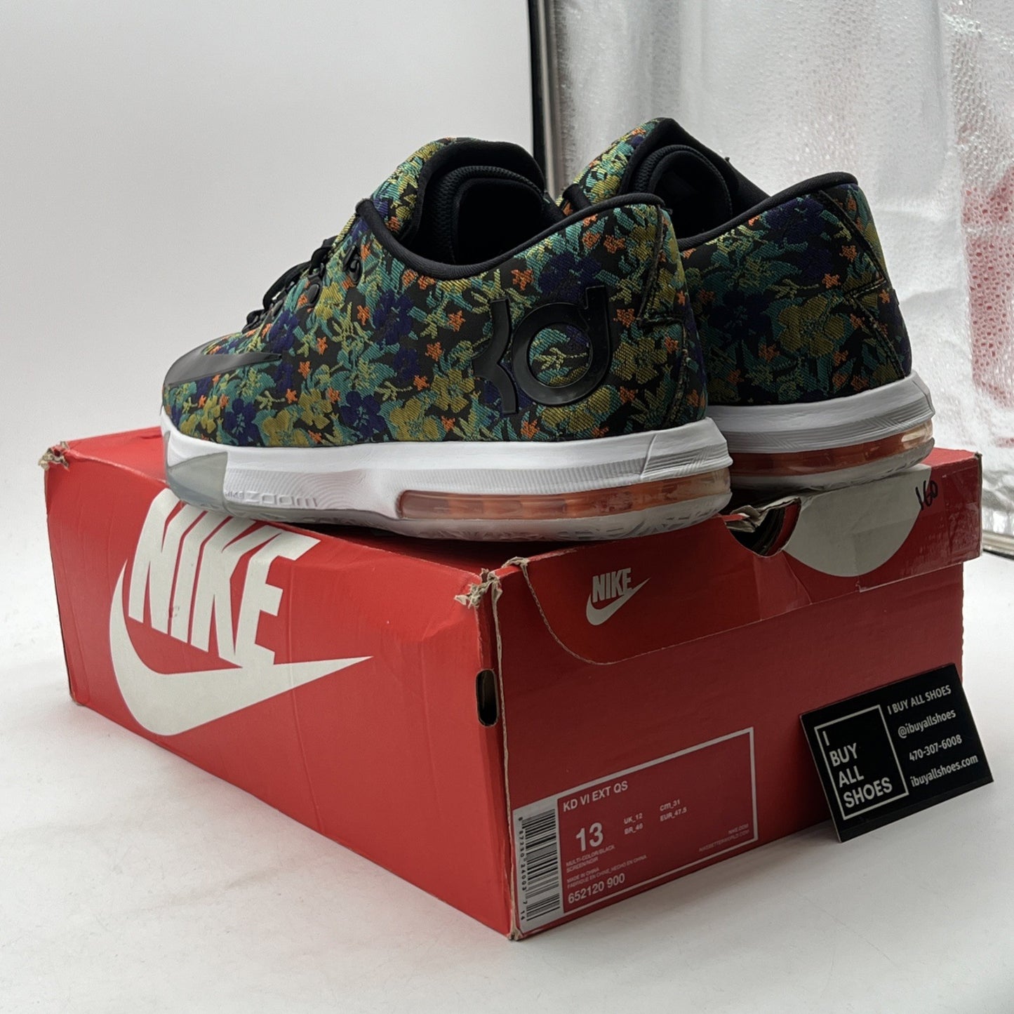 Size 13 - Nike Mens 7 KD 6 EXT QS Sneakers Floral Print (652120-900)