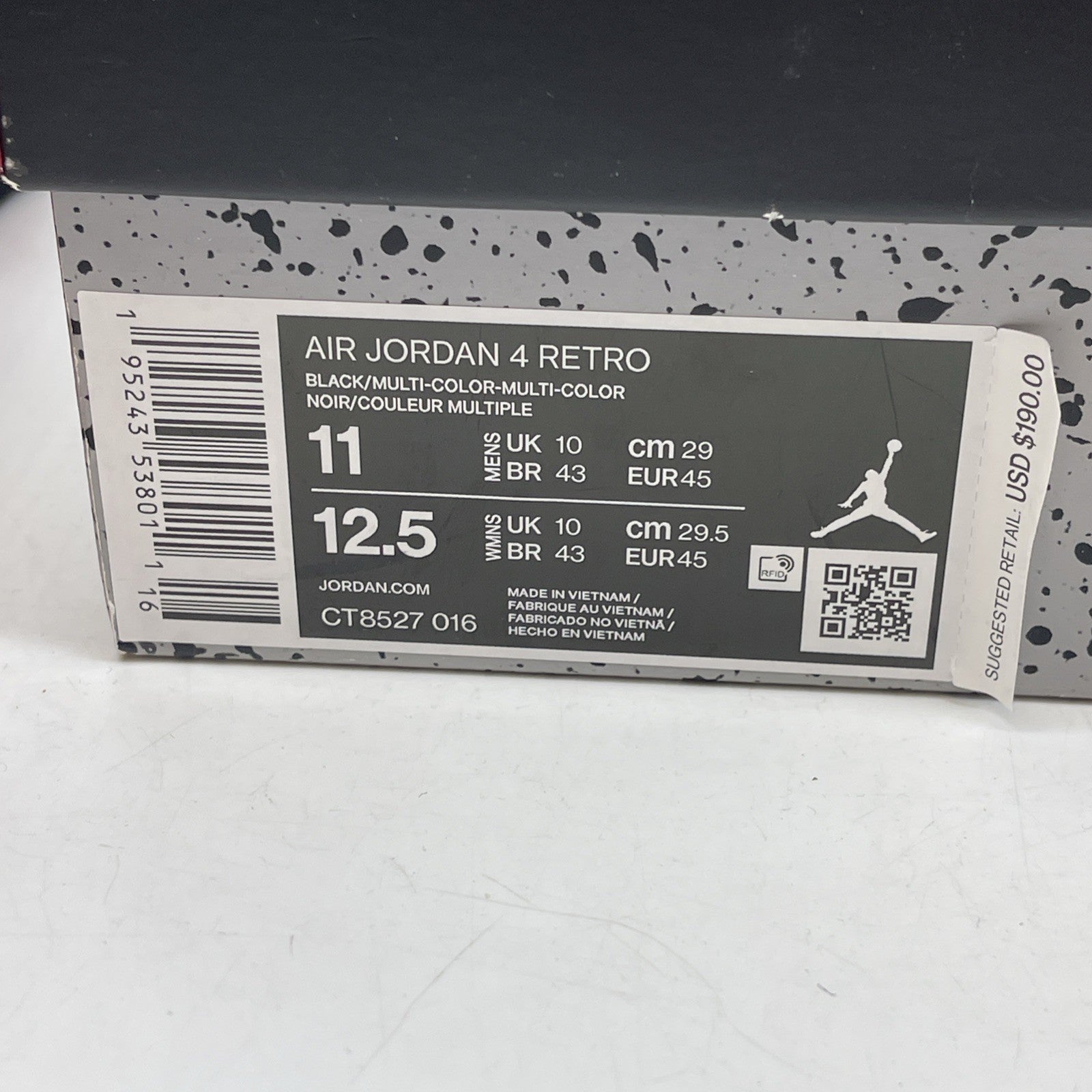 Size 11 - Jordan 4 Retro Mid Red Thunder White Black Suede (CT8527-016)