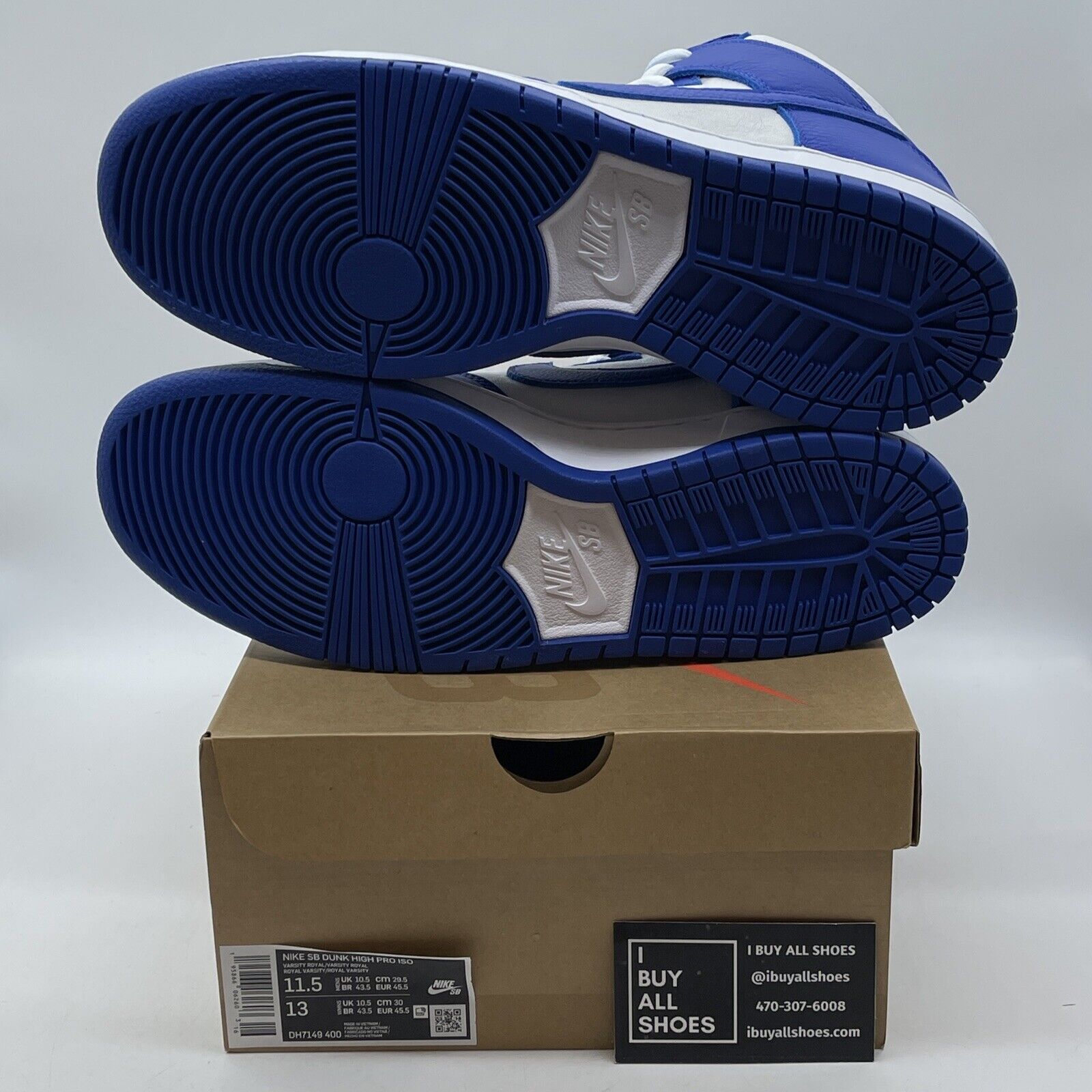 Size 11.5 - Nike Dunk Pro ISO SB High Kentucky Blue White Leather (DH7149-400)