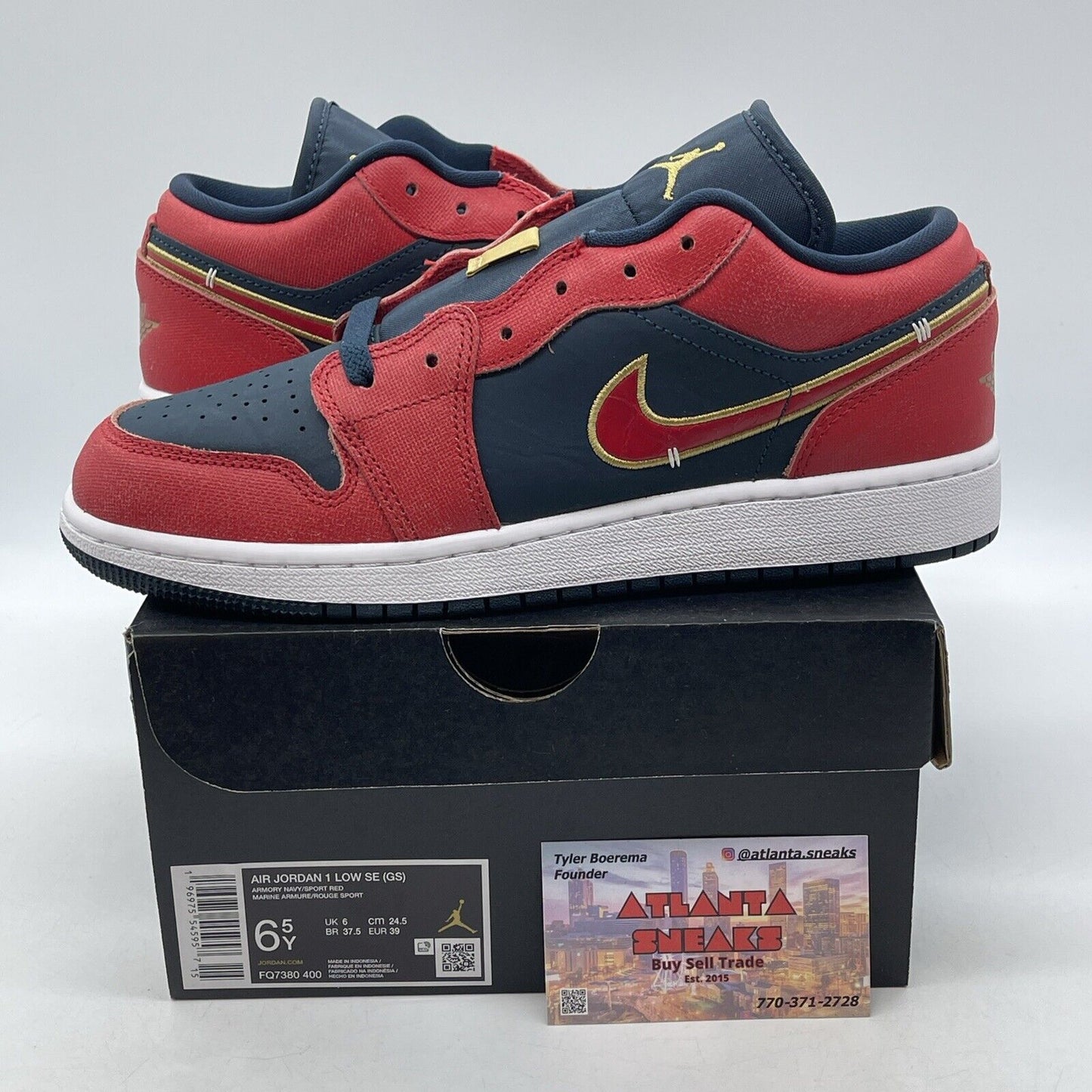 Size 6.5Y - Air Jordan 1 Low Olympic White Red Black Yellow (FQ7380-400)