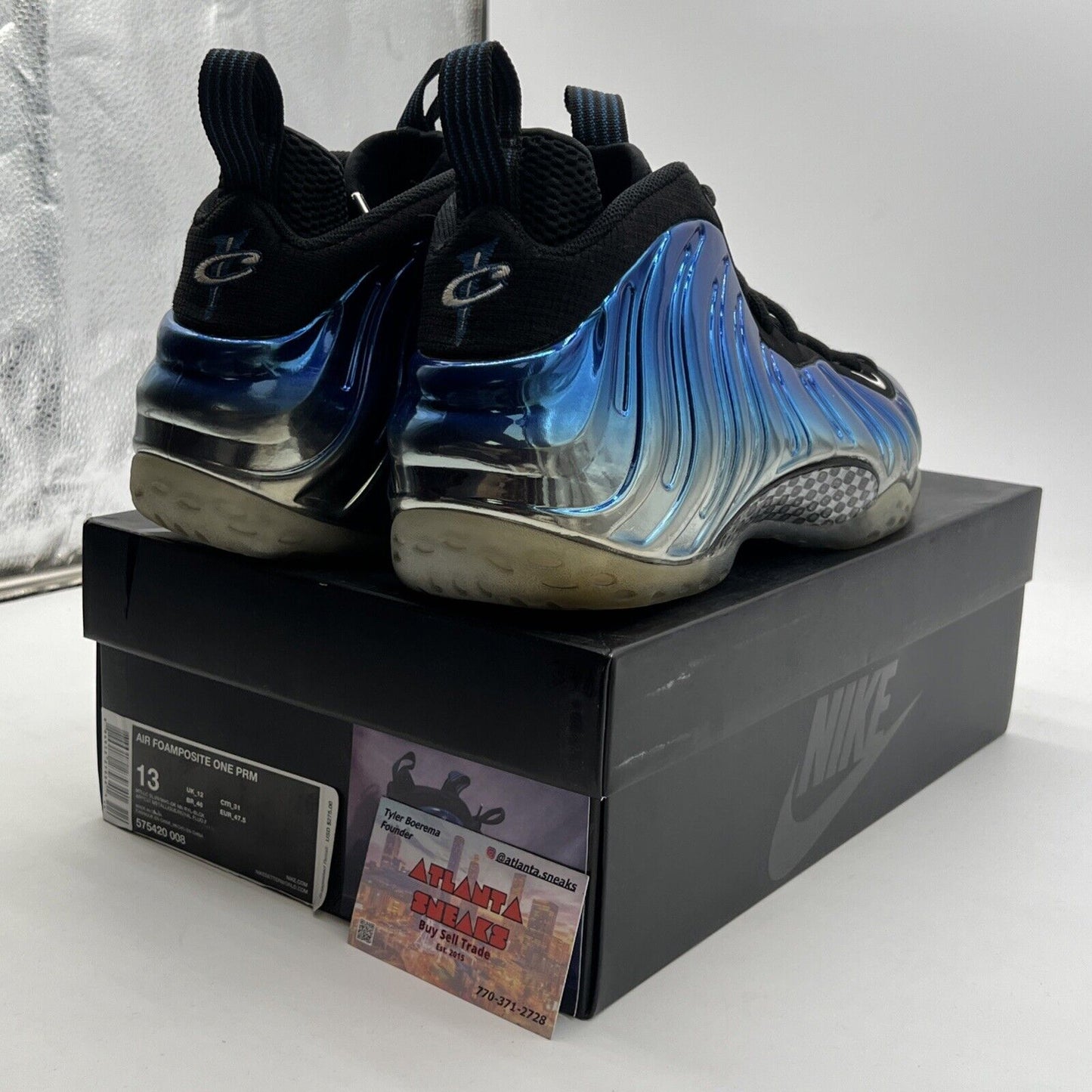 Size 13 - Nike Air Foamposite One PRM Blue Mirror (575420-008)
