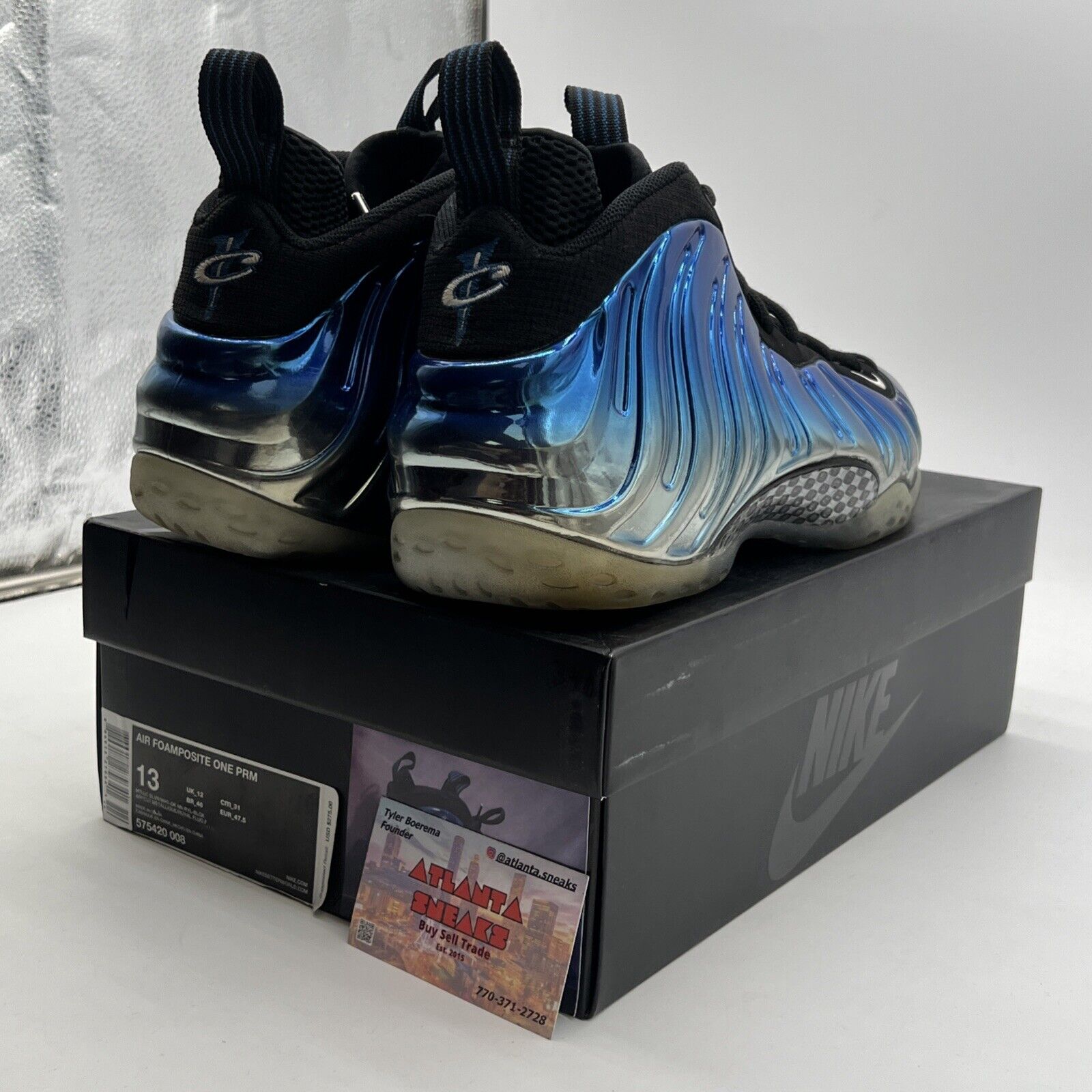 Size 13 - Nike Air Foamposite One PRM Blue Mirror (575420-008)