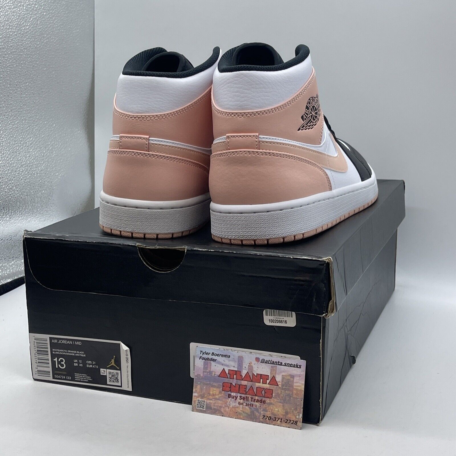 Size 13 - Air Jordan 1 Mid Crimson Tint Pink White Black Leather (554724-133)