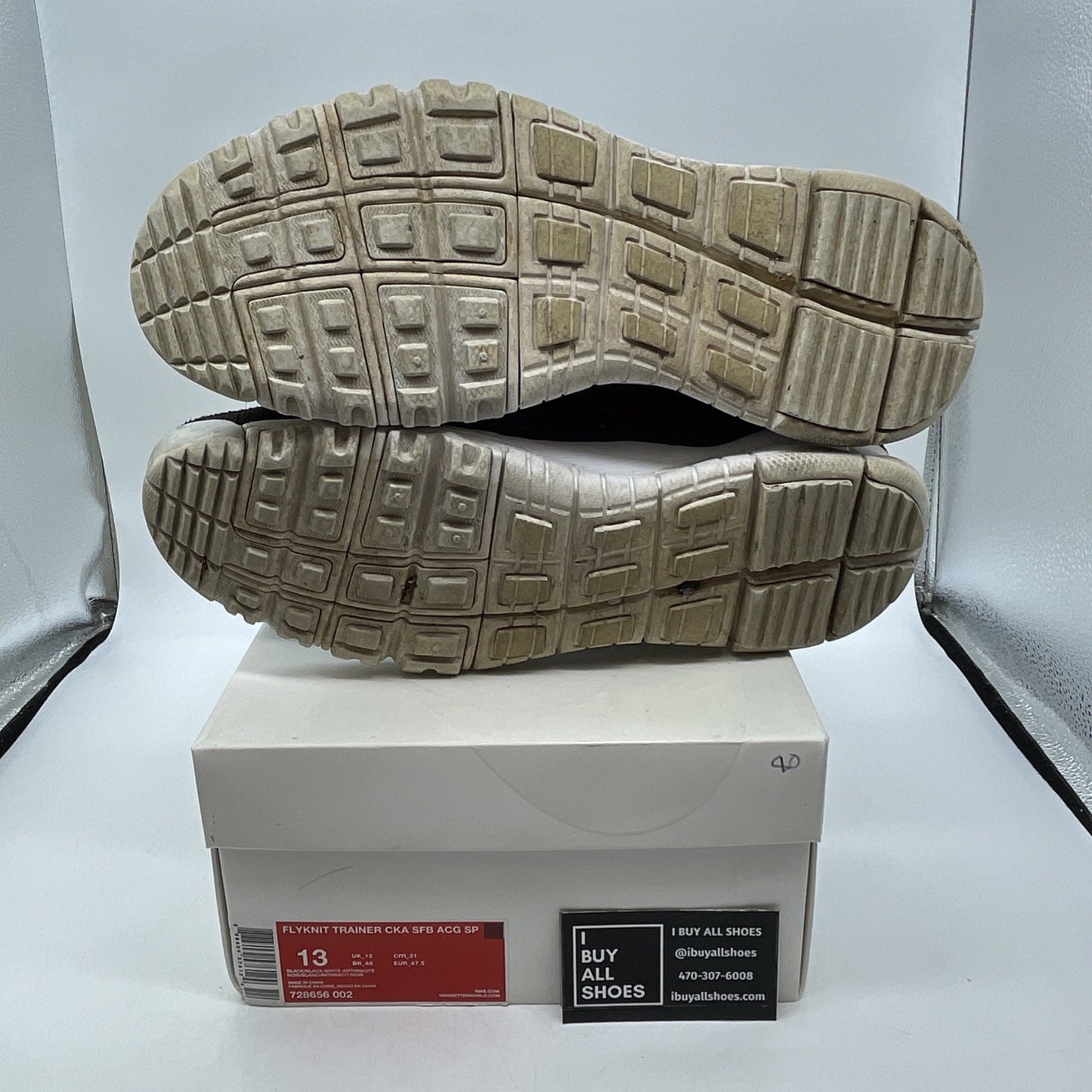 Size 13 - NikeLab Flyknit Trainer Chukka SFB ACG SP Black (728656-002)