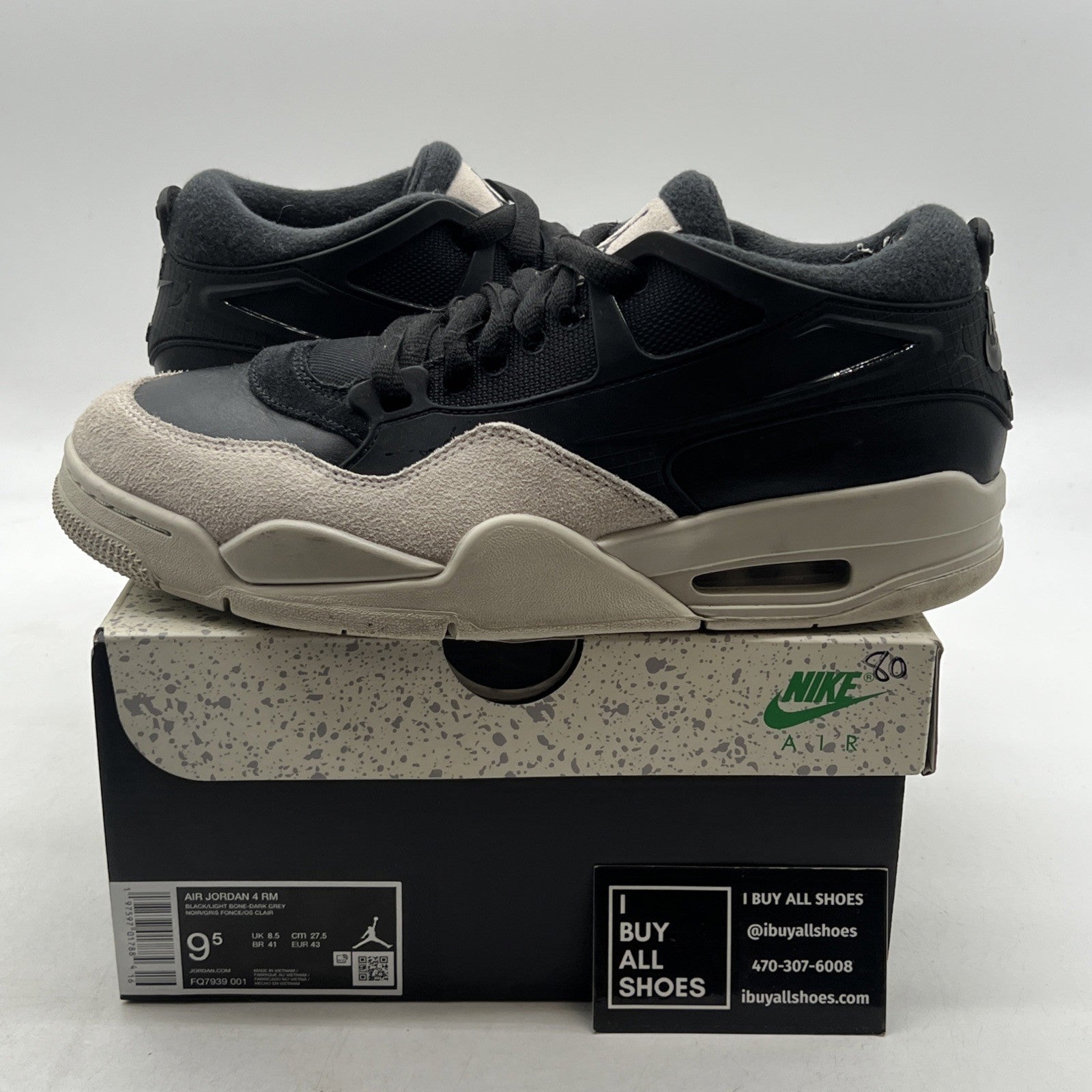 Size 9.5 - Air Jordan 4 RM Black Light Bone (FQ7939-001)