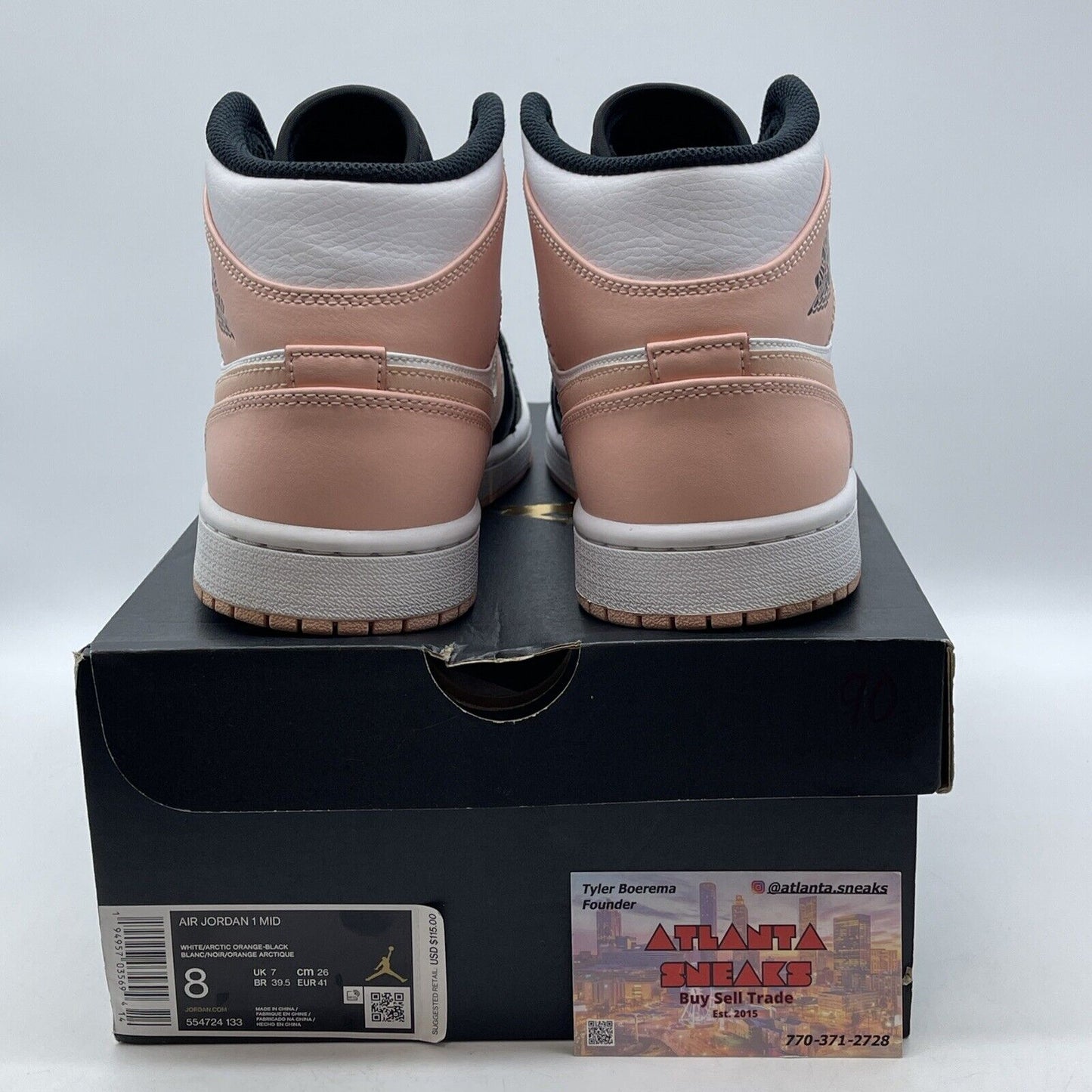 Size 8 - Air Jordan 1 Mid Crimson Tint White Orange Black Leather (554724-133)