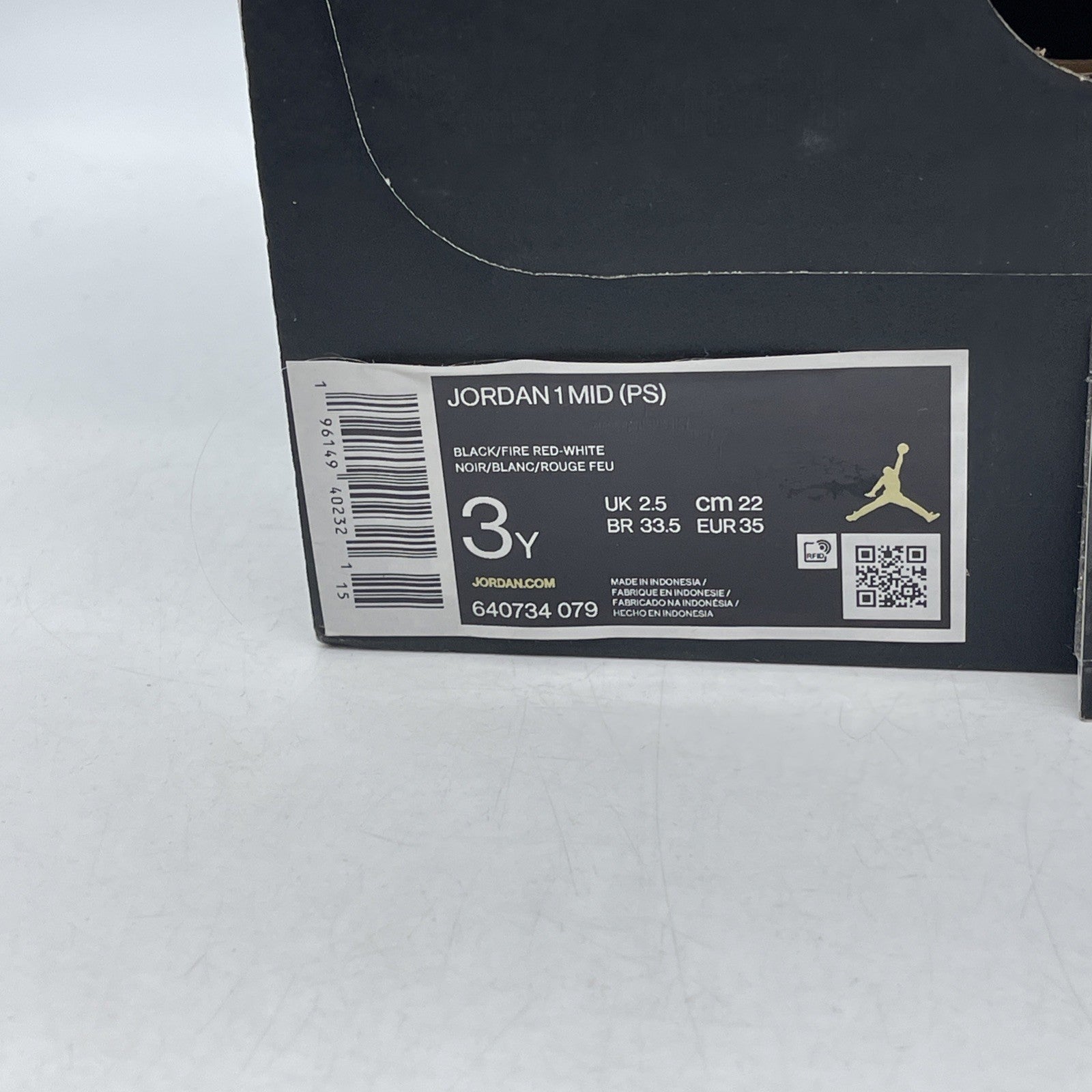 Size 3Y - Air Jordan 1 Mid Black Fire Red (640734-079)