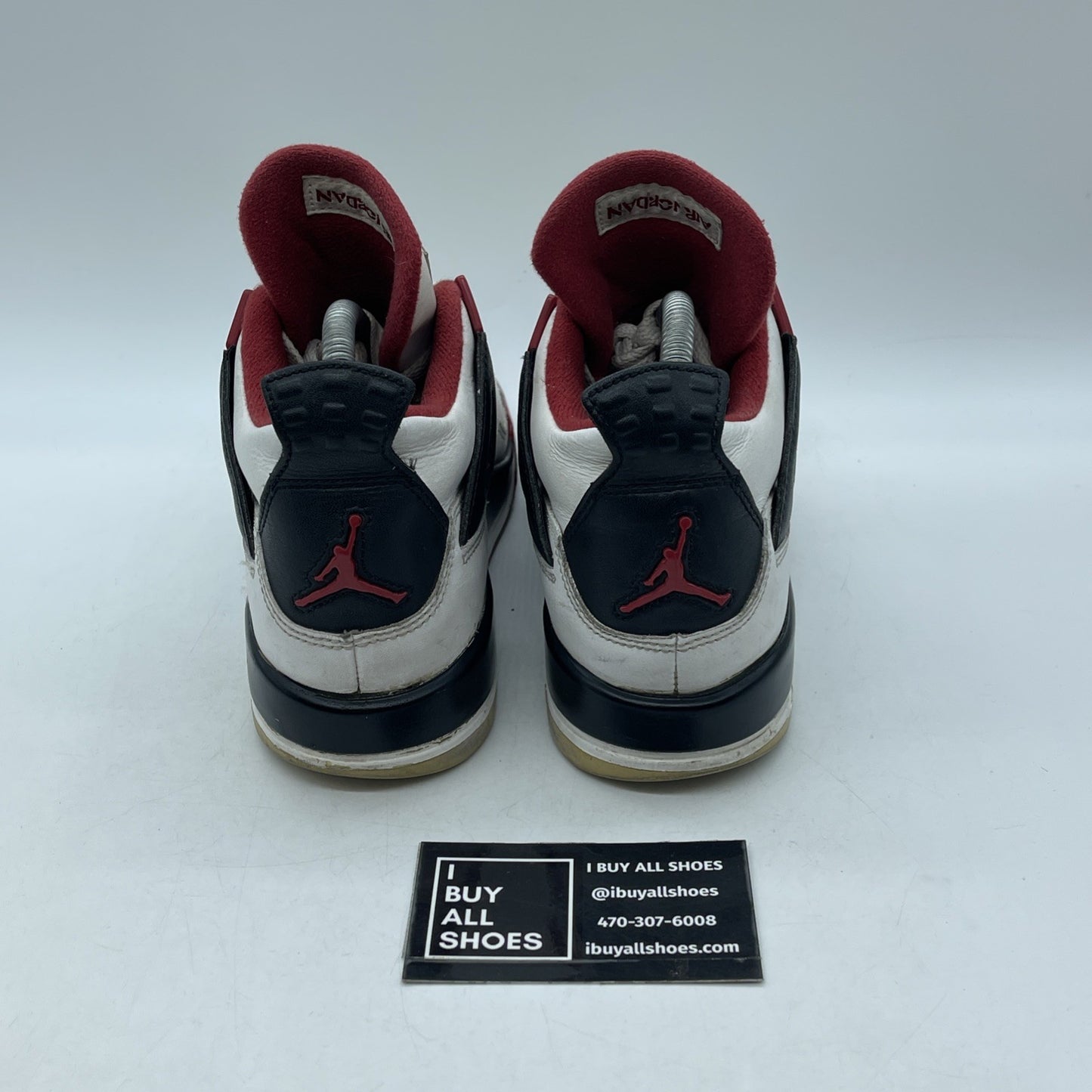 Size 6Y - Jordan 4 Retro Fire Red 2012 White Black Leather (408452-110)