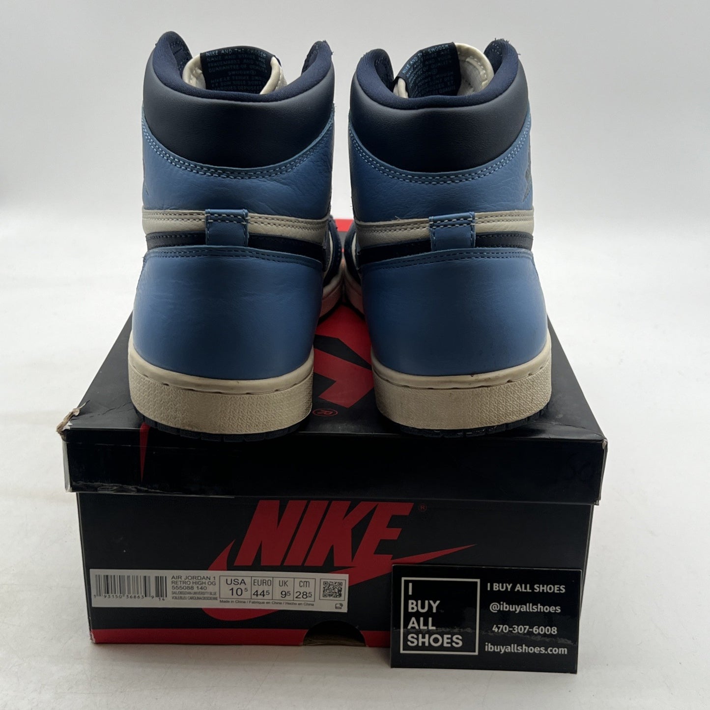 Size 10.5 - Air Jordan 1 Retro OG High Obsidian UNC 2019 (555088-140)