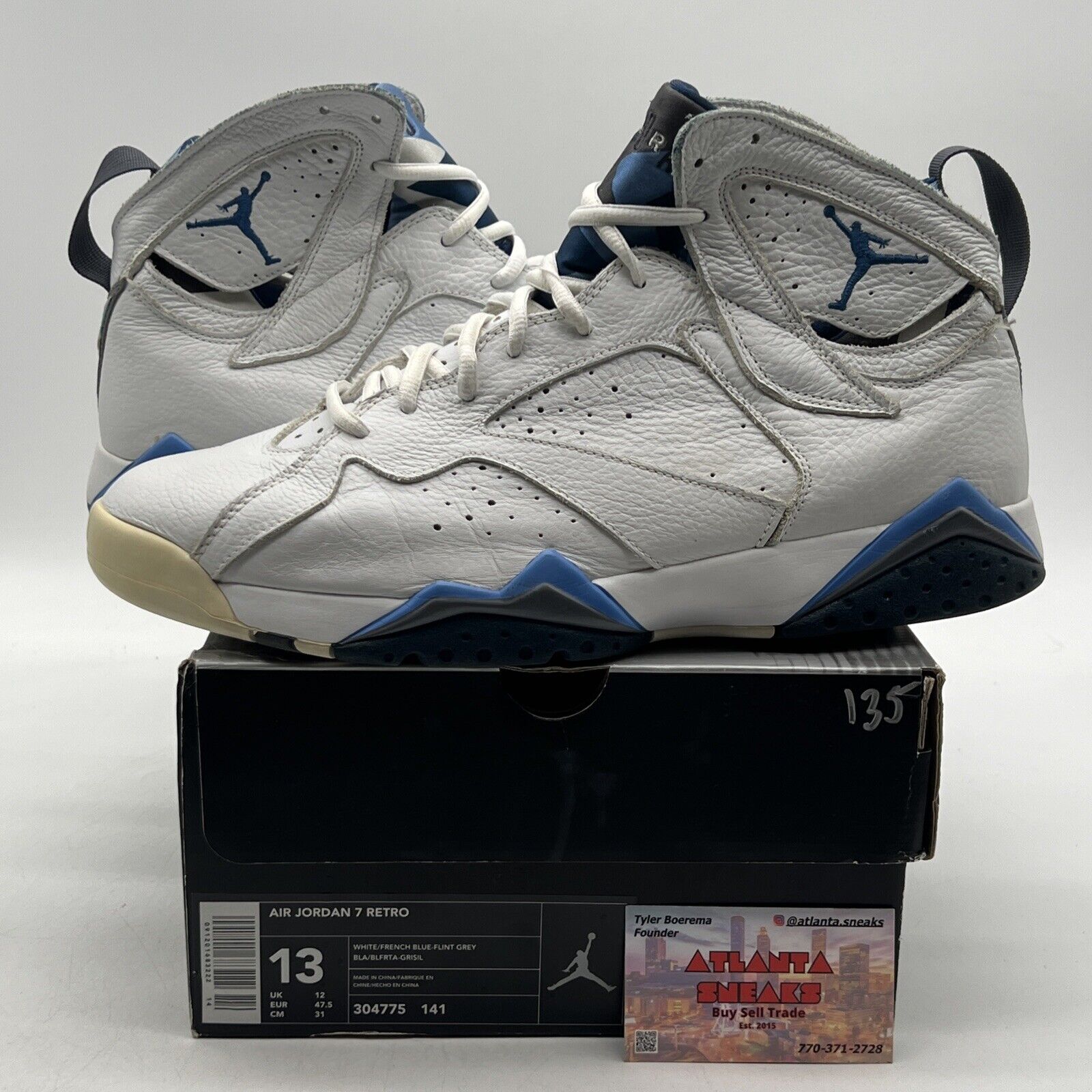 Size 13 - Air Jordan 7 Retro 2002 French Blue White Leather (304775-141)