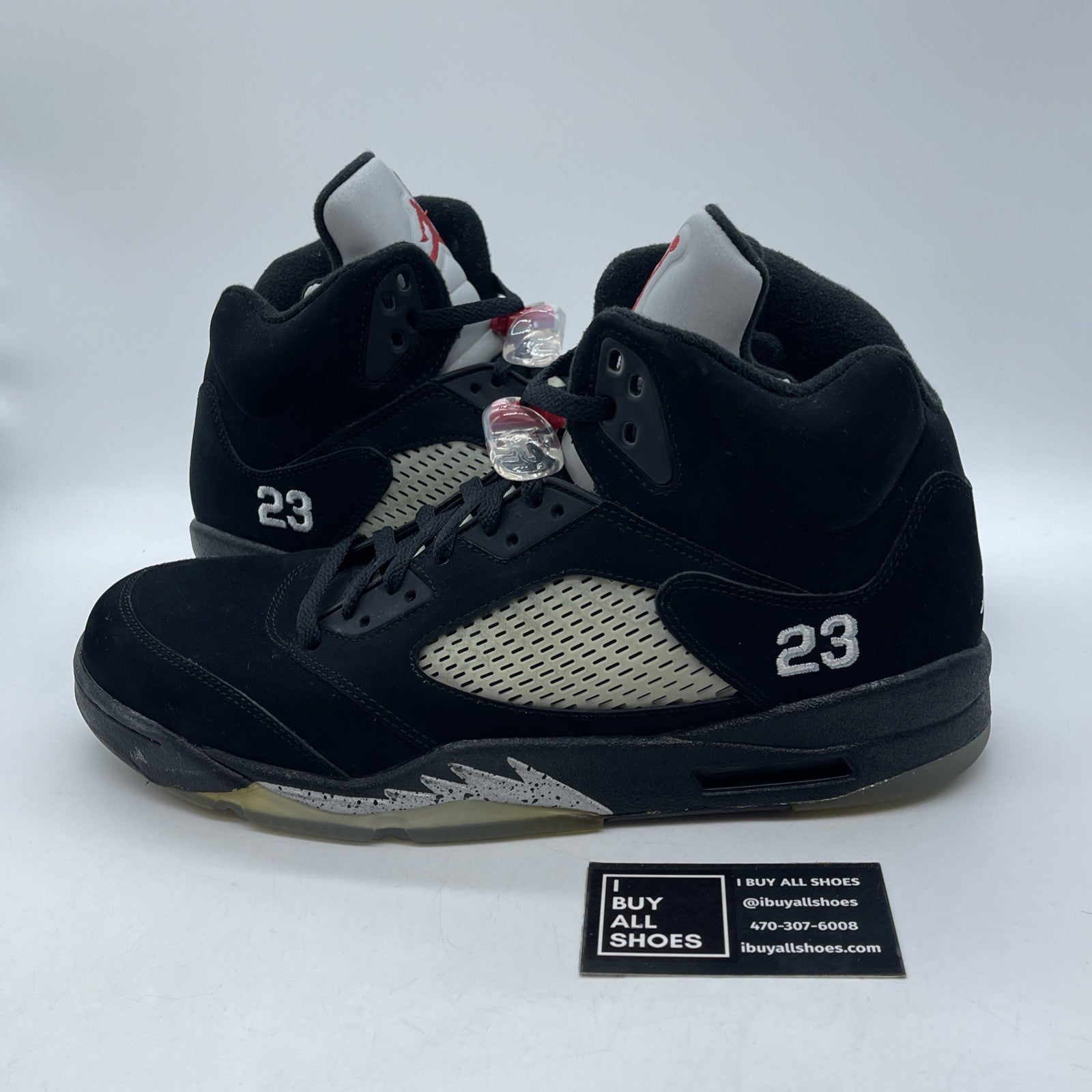Size 13 - Air Jordan 5 Retro 2011 Black Metallic White Suede (136027-010)