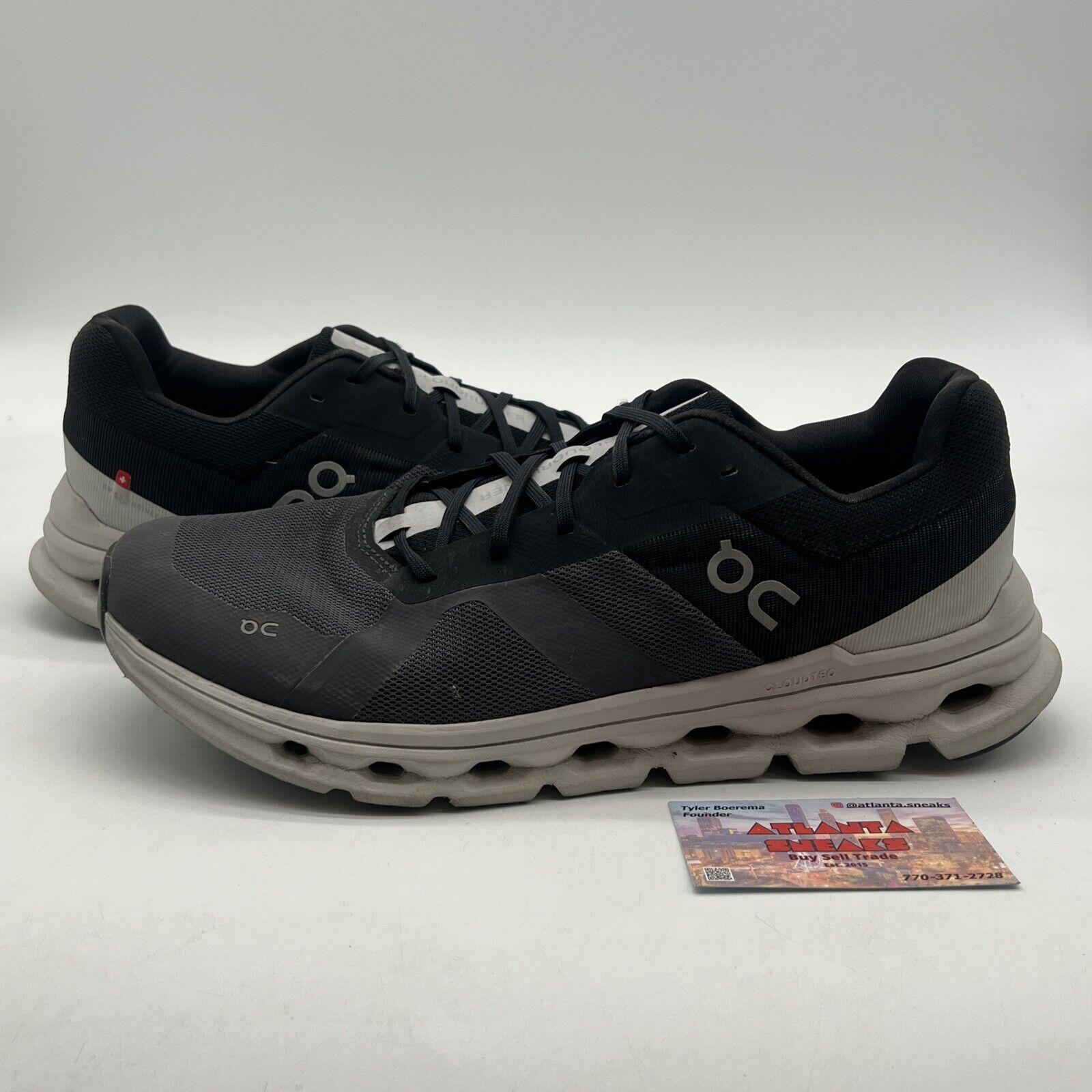 Size 12 - On Cloudrunner Running Shoes Black Gray Sneakers Athletic Casual