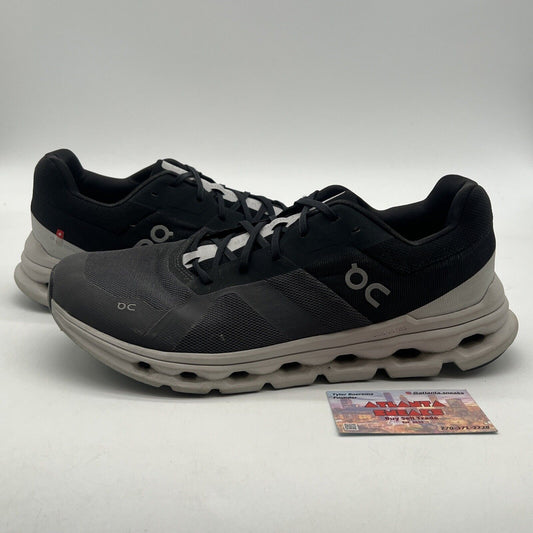 Size 12 - On Cloudrunner Running Shoes Black Gray Sneakers Athletic Casual