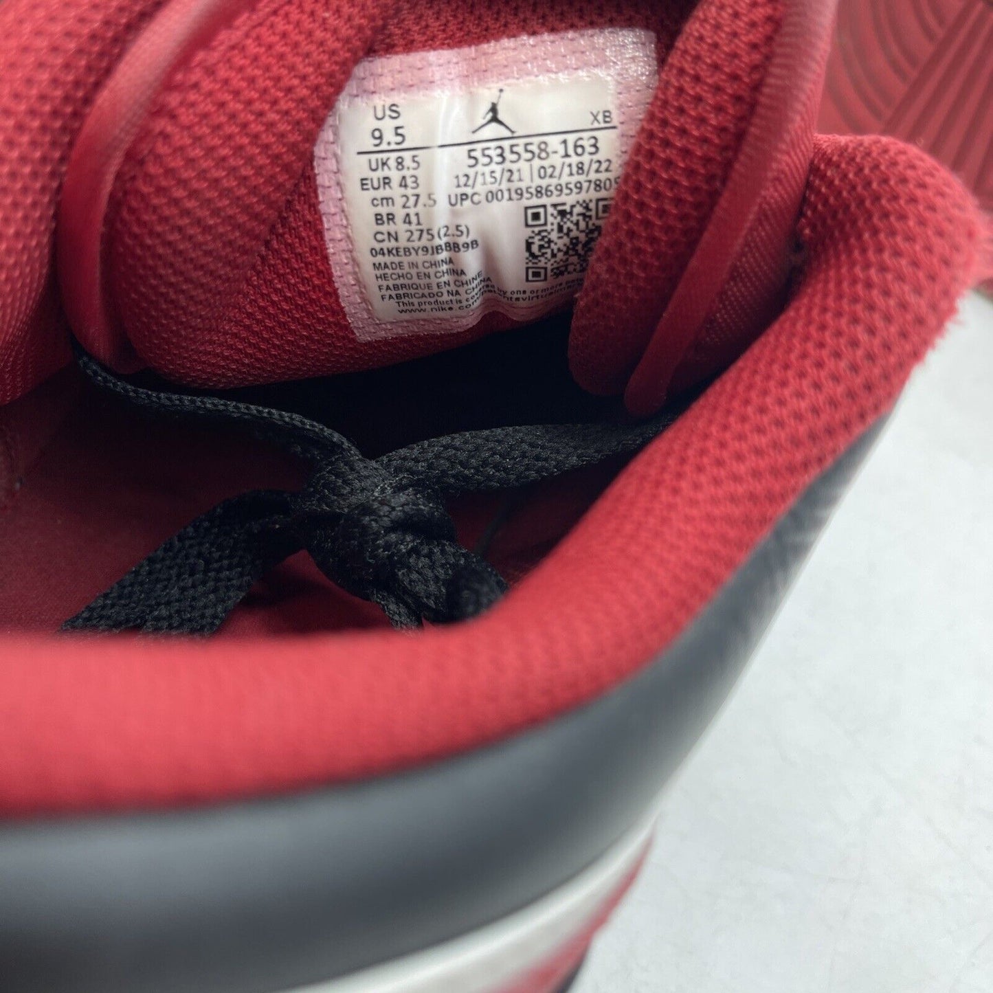 Size 9.5 - Jordan 1 Low Reverse Black Toe White Red Leather (553558-163)
