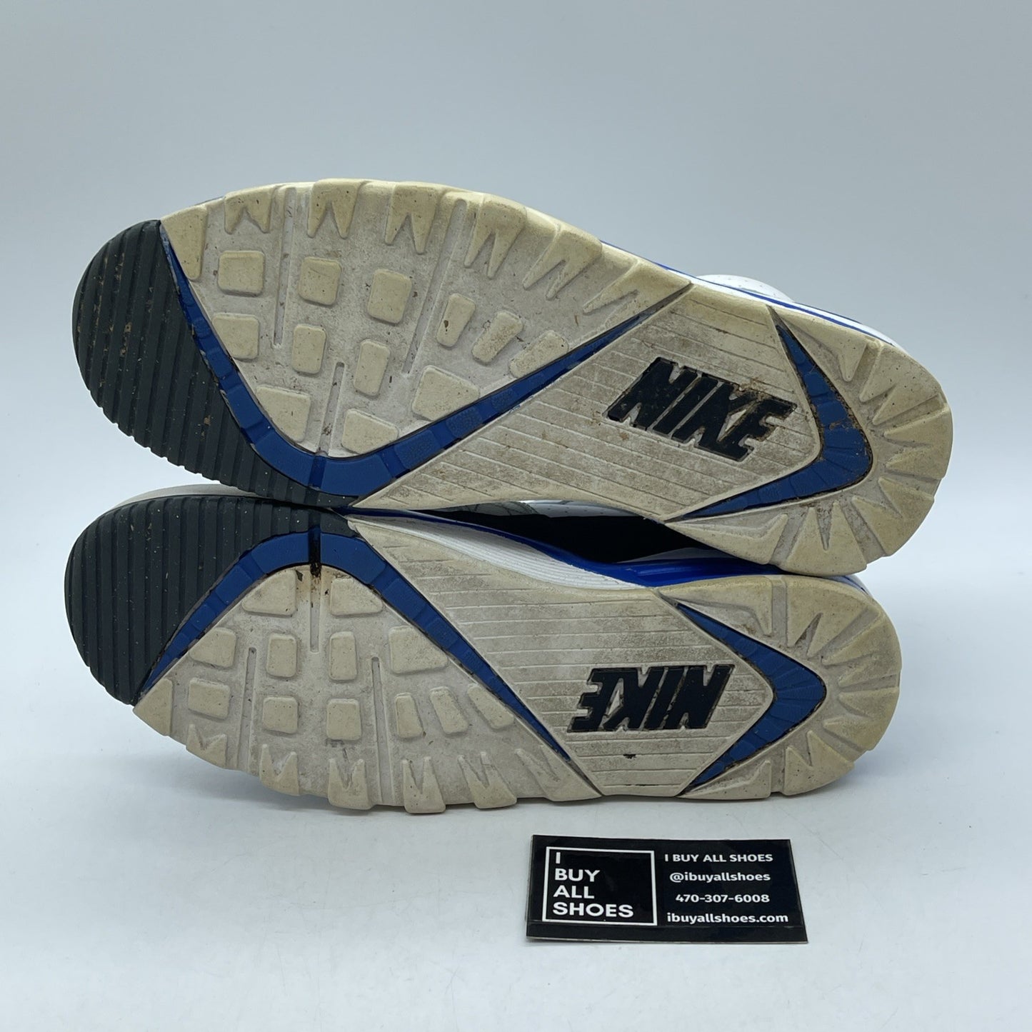 Size 10 - Nike Air Trainer Sc High White Blue Grey Suede Leather (302346-117)