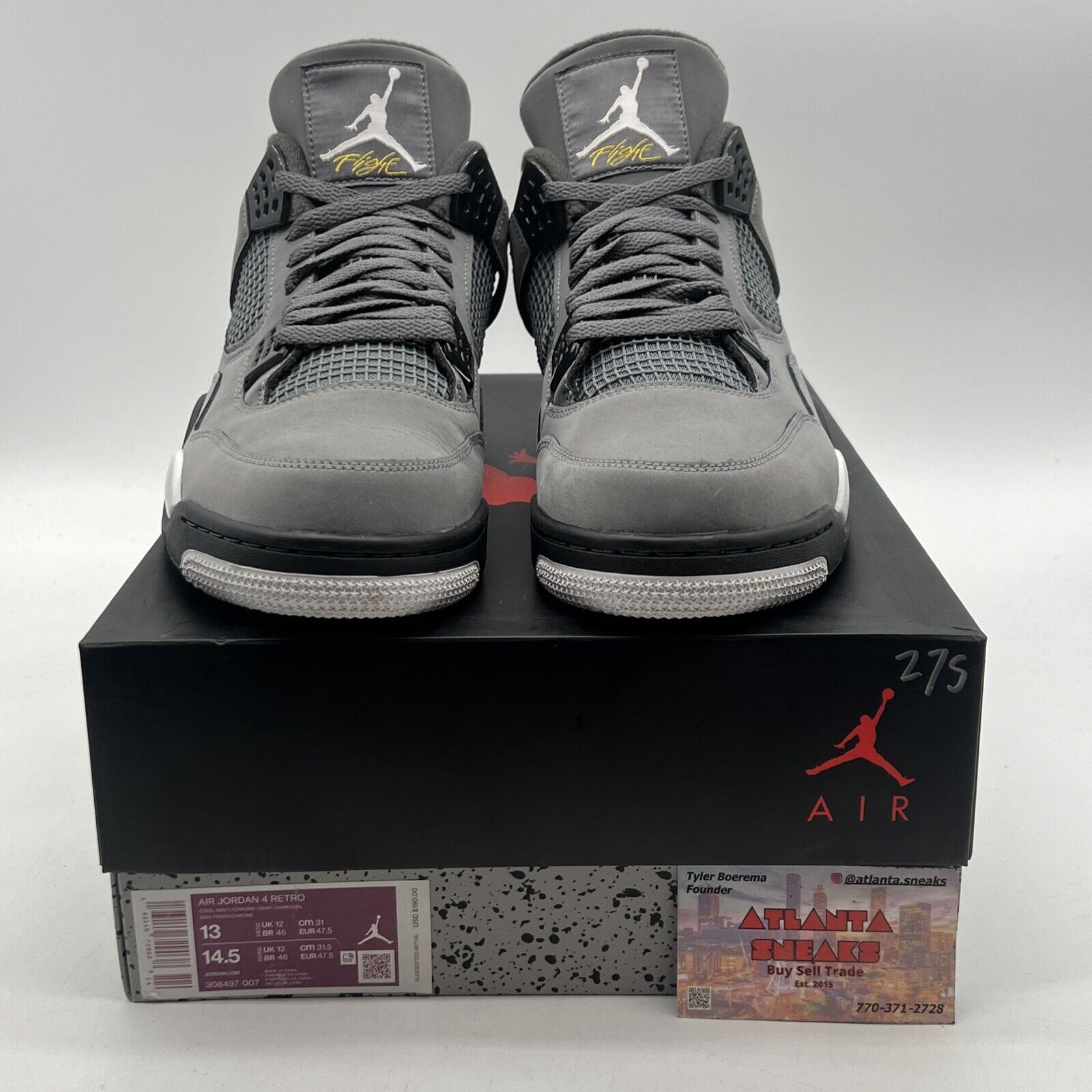 Size 13 - Jordan 4 Retro Low Cool Grey White Suede Yellow (308497-007)