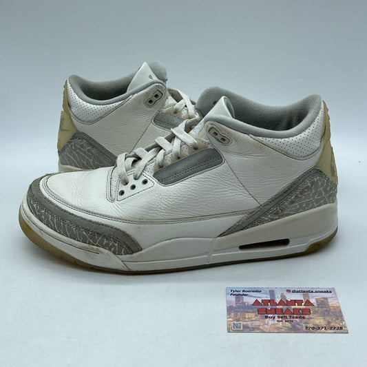 Size 10.5 - Air Jordan 3 Retro Ivory Grey White Suede Leather (FJ9579-100)