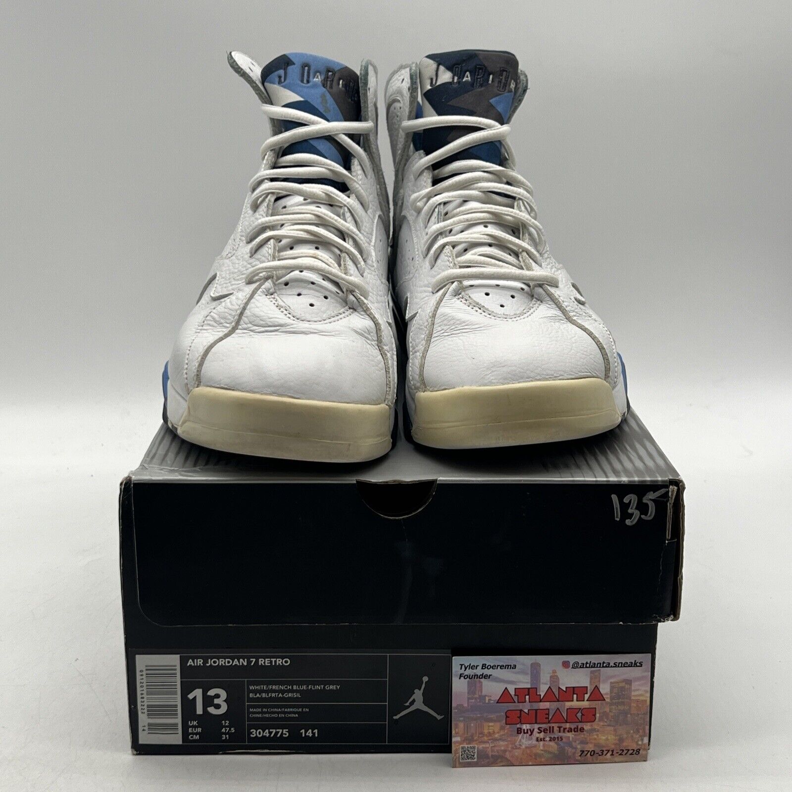 Size 13 - Air Jordan 7 Retro 2002 French Blue White Leather (304775-141)
