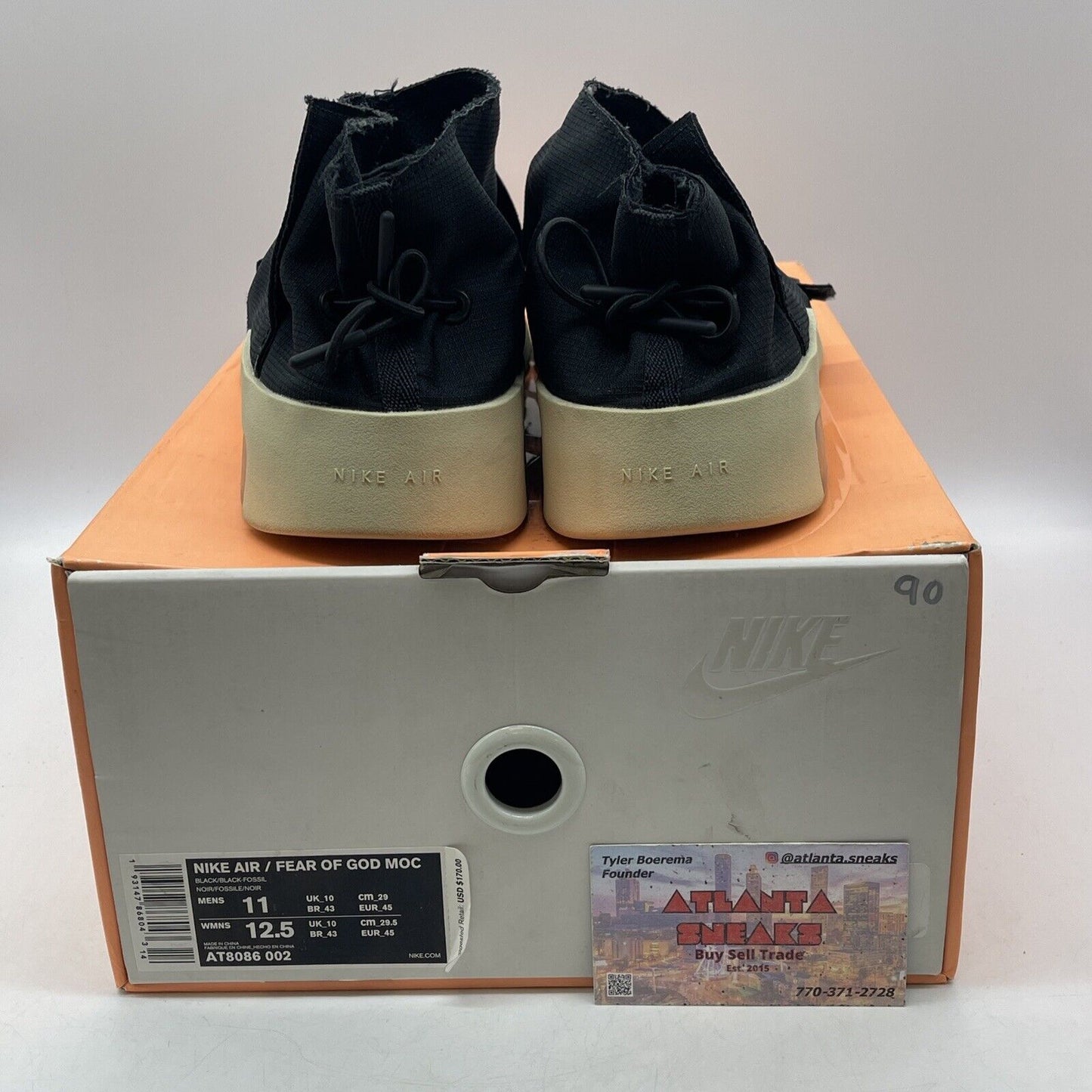 Size 11 - Nike Air Fear Of God Moc Black Suede Brown Leather (AT8086-002)