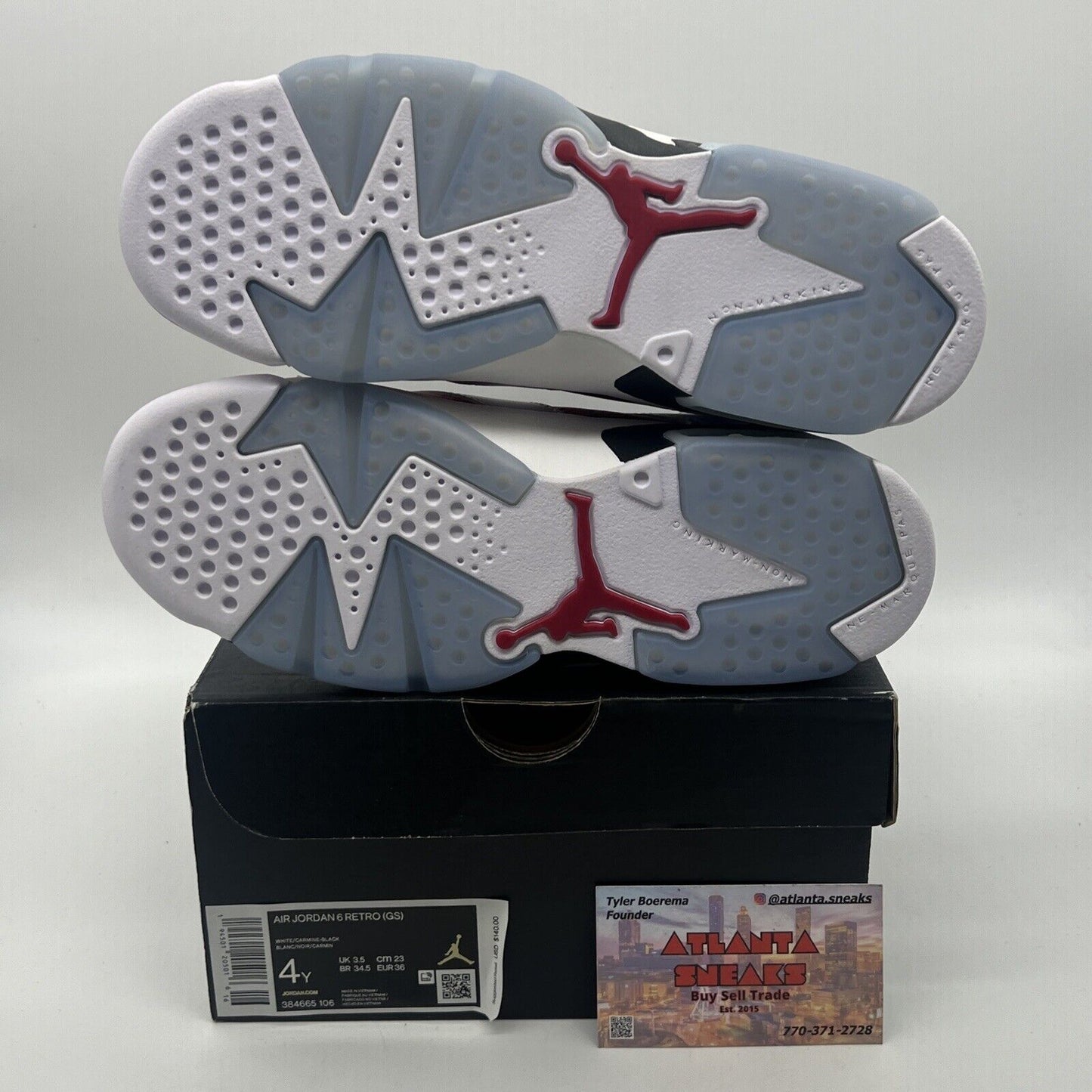 Size 4 - Jordan 6 Retro OG Mid Carmine Black White  Suede Leather (384665-106)