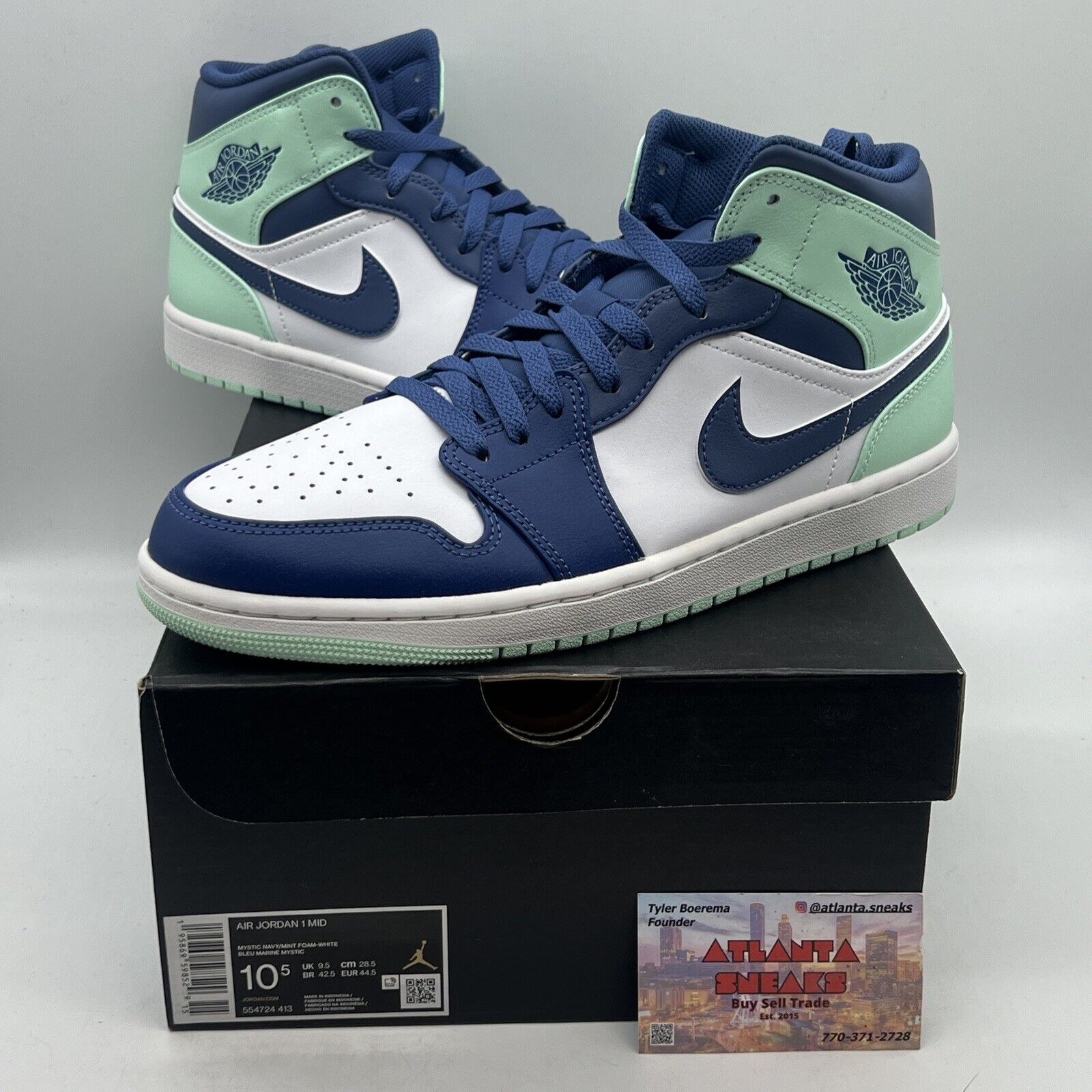 Size 10.5 - Jordan 1 Mid Blue Mint 2022 Brand New Og All