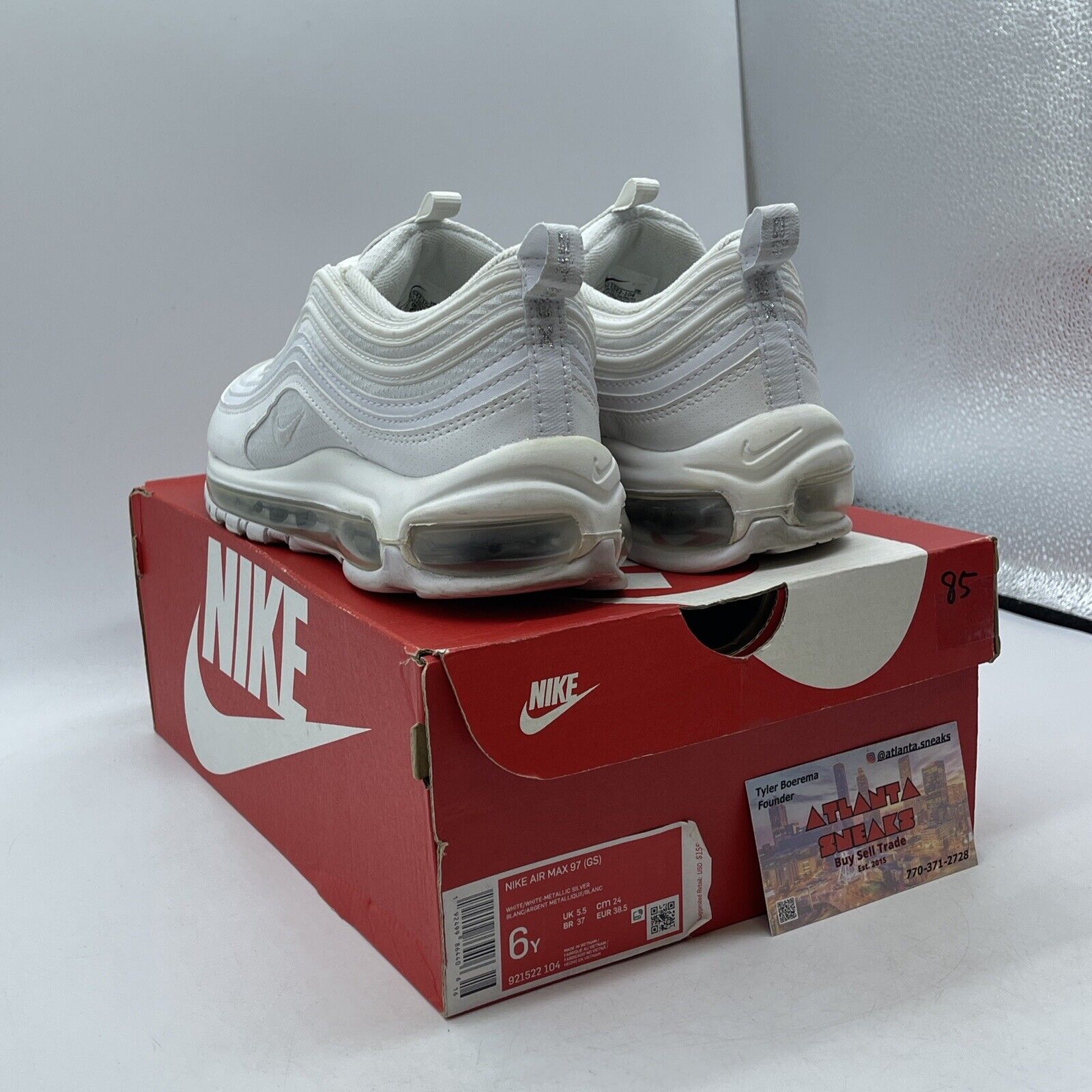 Size 6 (GS) - Nike Air Max 97 Low White Metallic Silver (921522-104)