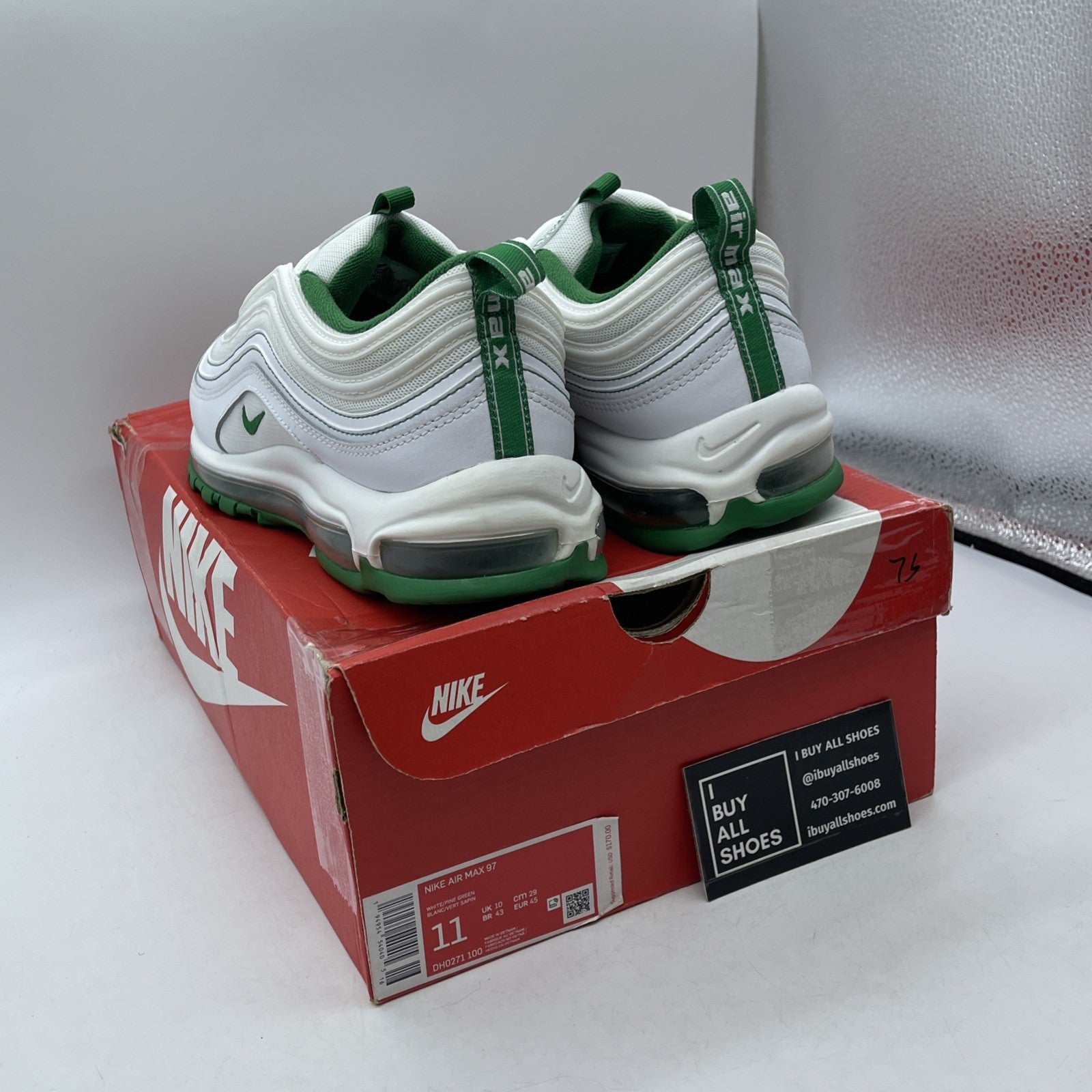 Size 11 - Nike Air Max 97 Pine Green White Suede Leather (DH0271-100)