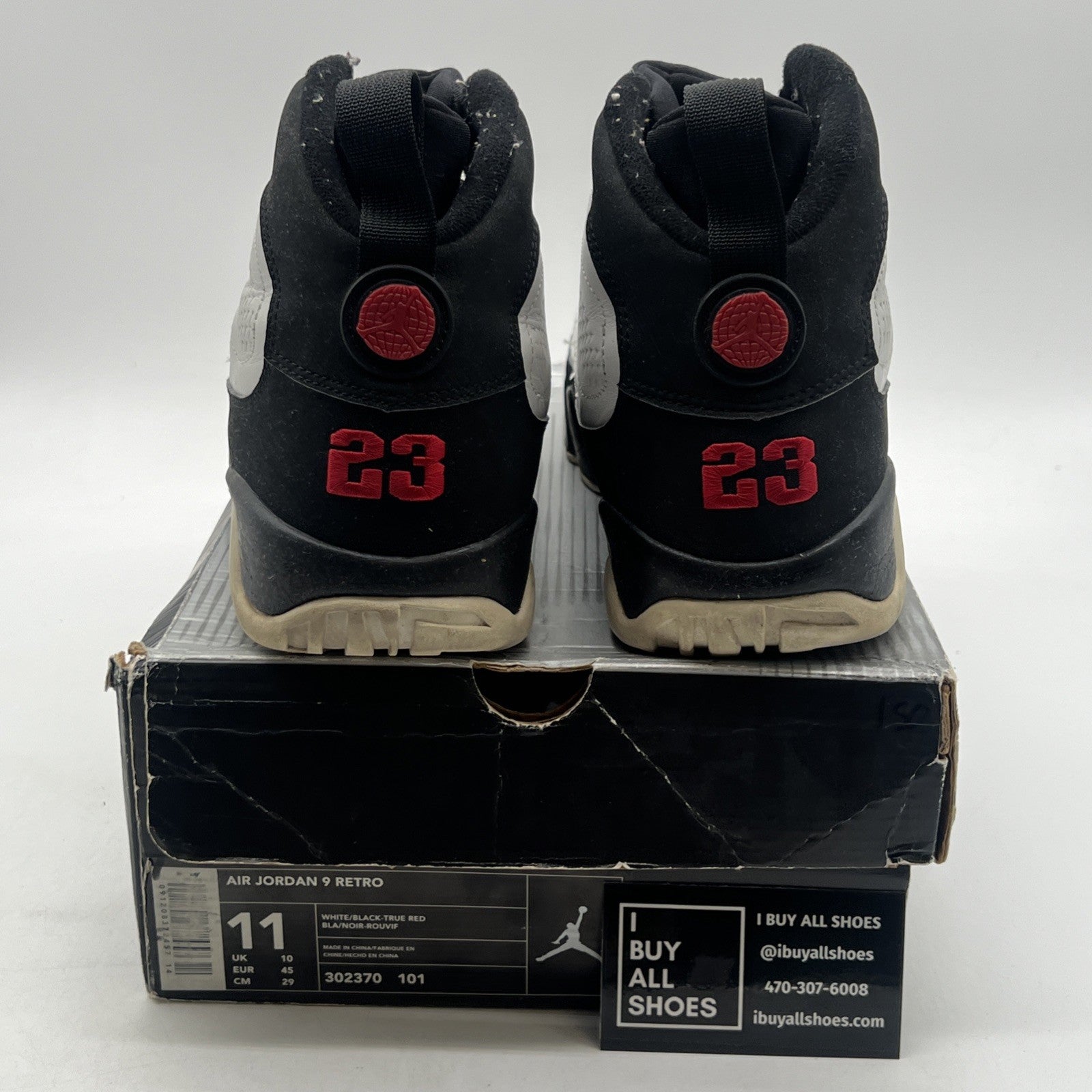 Size 11 - Air Jordan 9 Retro 2002 White Black Red (302370-101)
