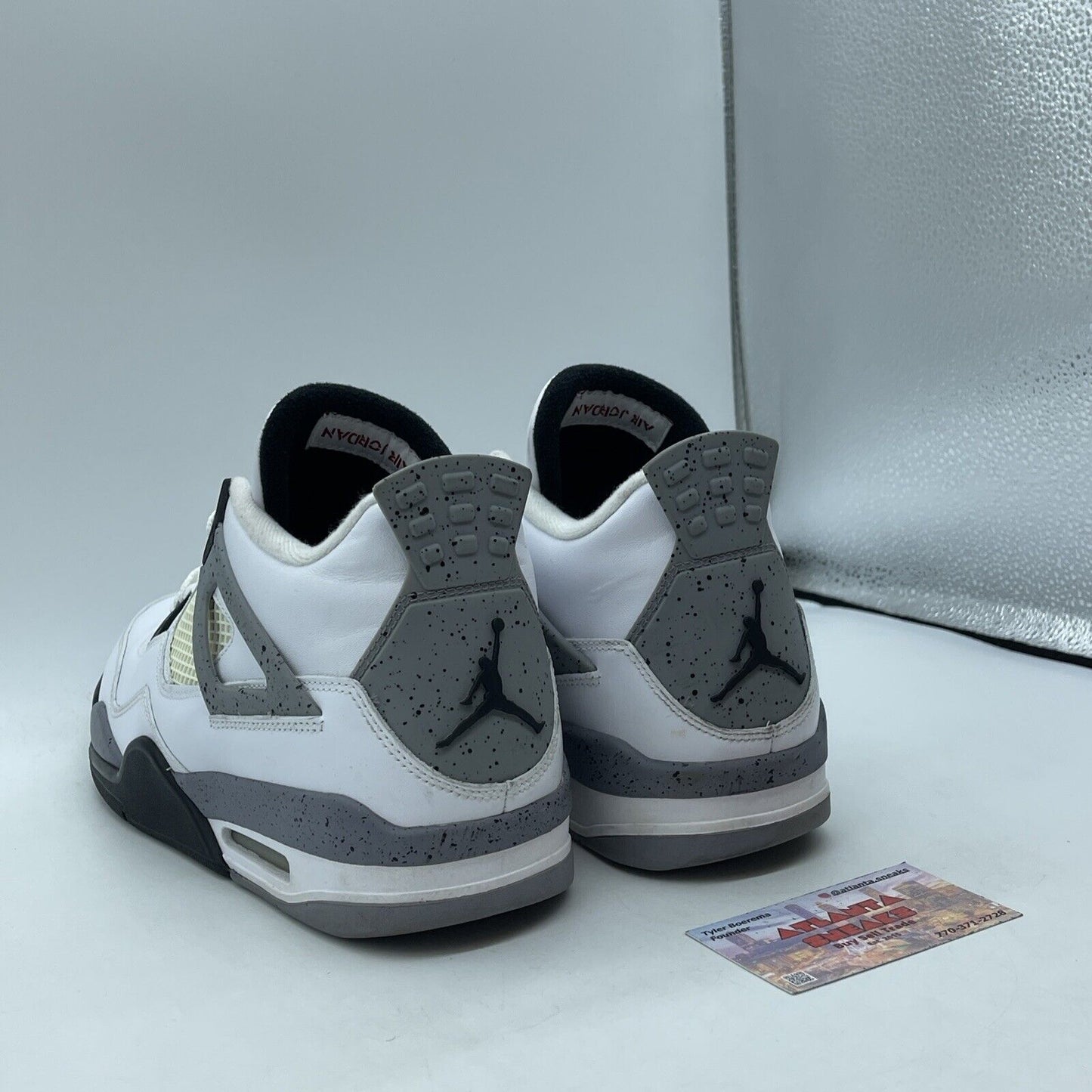 Size 12 - Jordan 4 Retro Cement Grey Black White Leather (308497-103)